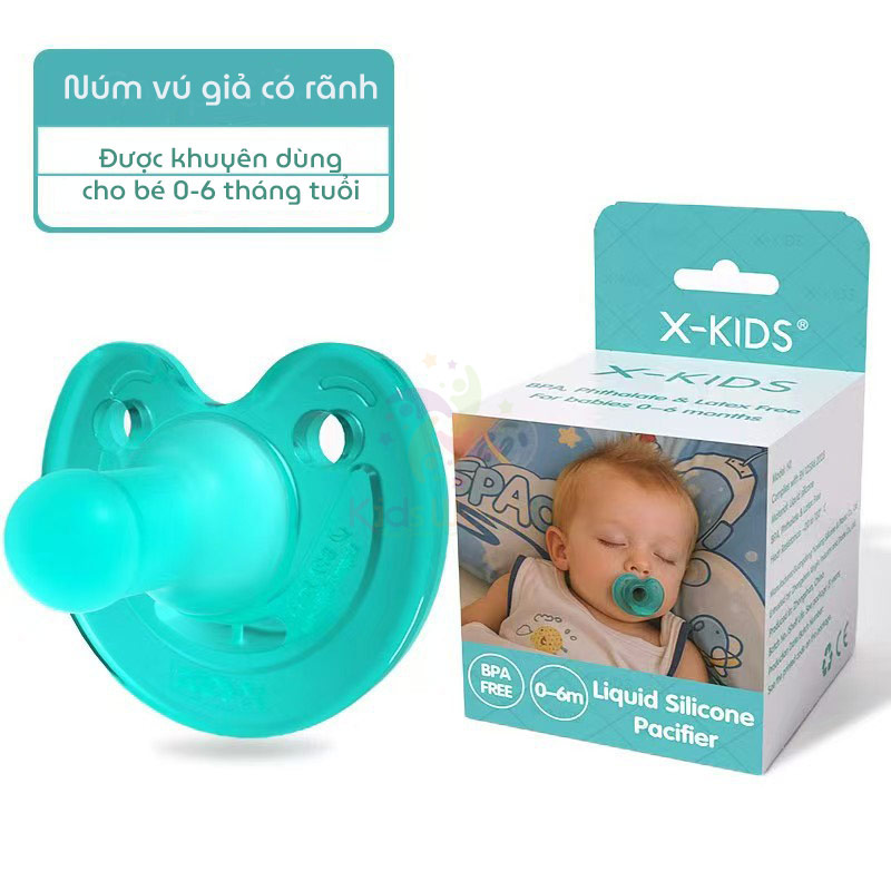 Ti giả, ti ngậm silicon cho bé X-KIDS 0-6 tháng, 6-18 tháng chống đầy hơi, làm dịu và hỗ trợ cai sữa