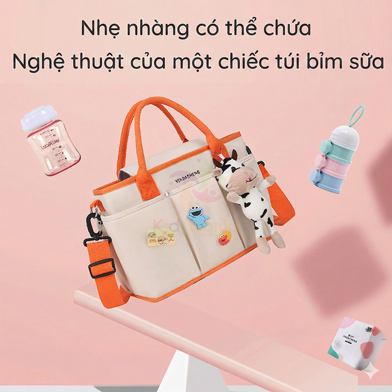 Túi xách bỉm sữa Xindasheng ngăn giữ nhiệt, chống thấm nước, cao cấp phong cách Hàn Quốc đa năng đựng đồ cho mẹ và bé
