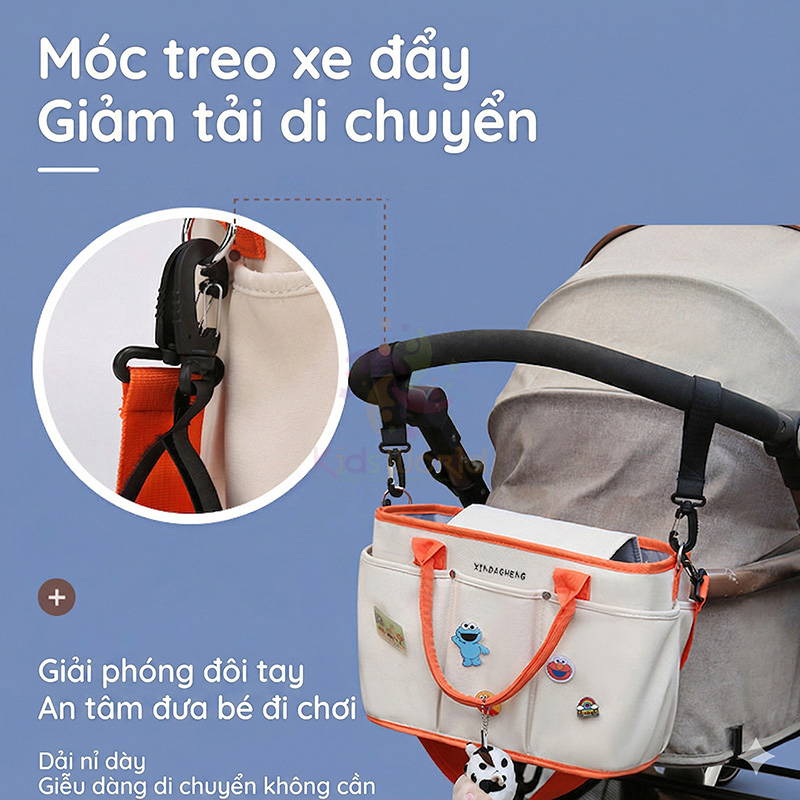 Túi xách bỉm sữa Xindasheng ngăn giữ nhiệt, chống thấm nước, cao cấp phong cách Hàn Quốc đa năng đựng đồ cho mẹ và bé