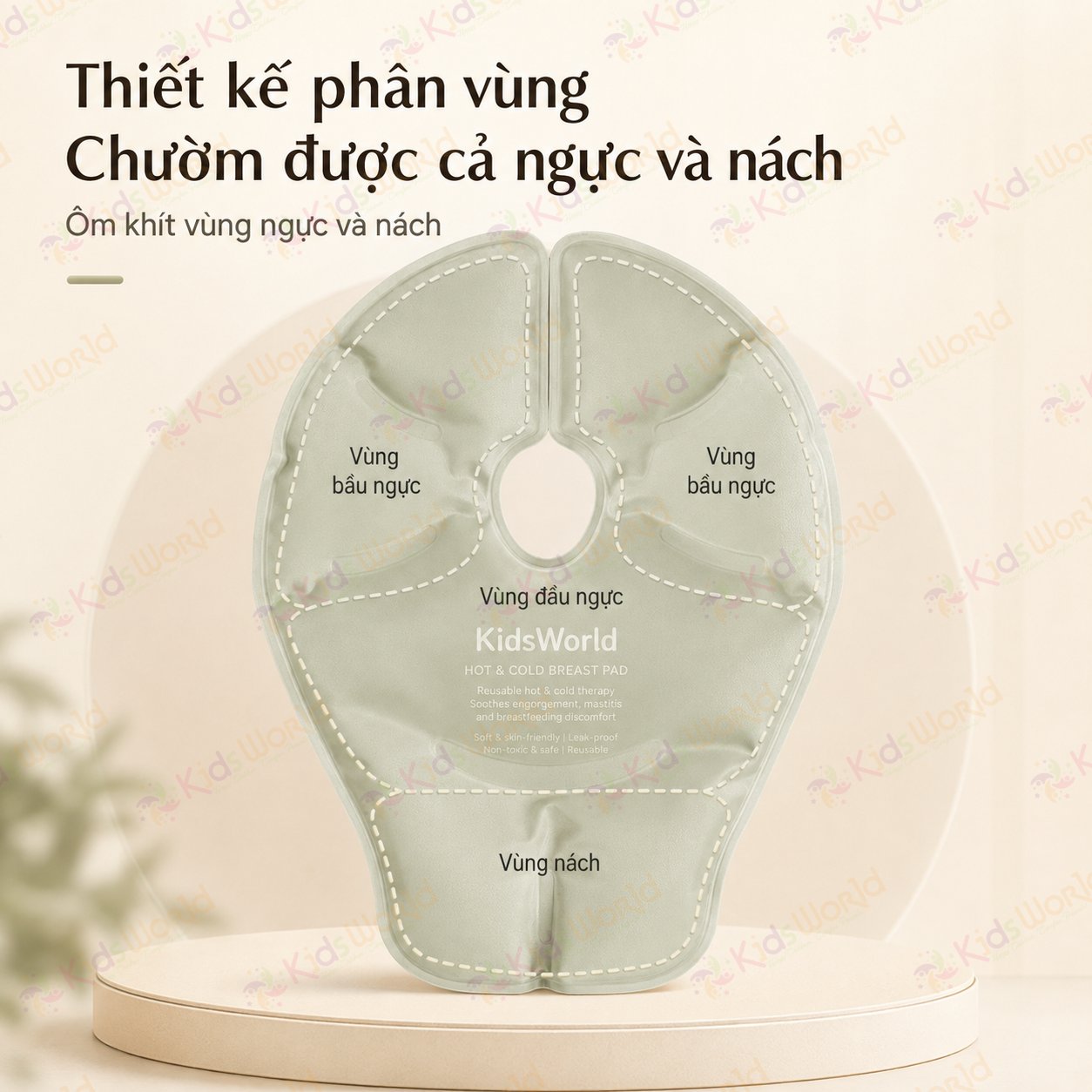 Túi chườm ngực nóng lạnh thông tia sữa KidsWorld 2 chiều cho mẹ sau sinh giảm căng tức bầu ngực, hỗ trợ hút sữa, kích sữa về nhanh hơn