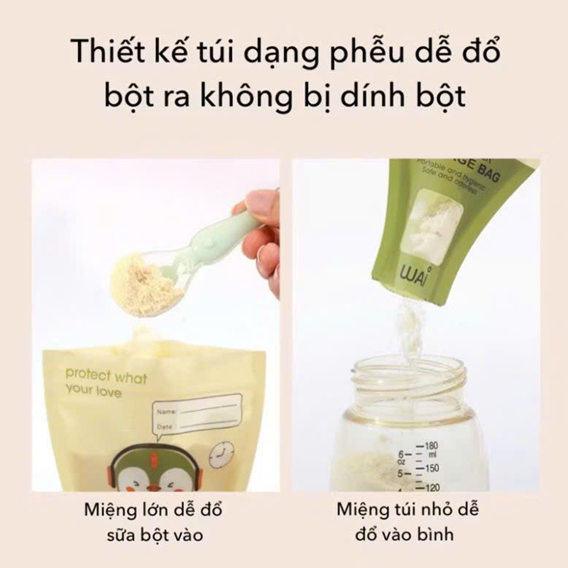 Túi đựng sữa bột, túi trữ sữa bột WAI Milk Powder gói 30 túi giúp mẹ chia sẵn cữ sữa bột cho bé