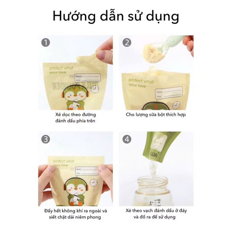 Túi đựng sữa bột, túi trữ sữa bột WAI Milk Powder gói 30 túi giúp mẹ chia sẵn cữ sữa bột cho bé
