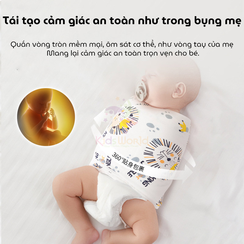 Túi ngủ, khăn quấn cho trẻ 0-1 tuổi giúp bé ngủ ngon chống giật mình, chất liệu 100% Cotton nguyên chất