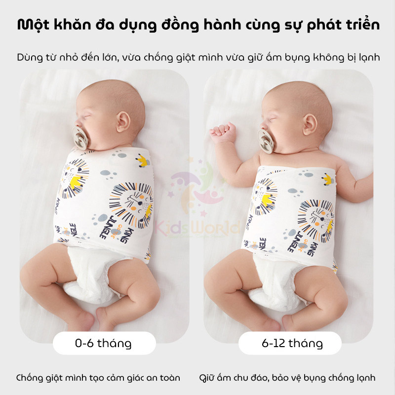 Túi ngủ, khăn quấn cho trẻ 0-1 tuổi giúp bé ngủ ngon chống giật mình, chất liệu 100% Cotton nguyên chất