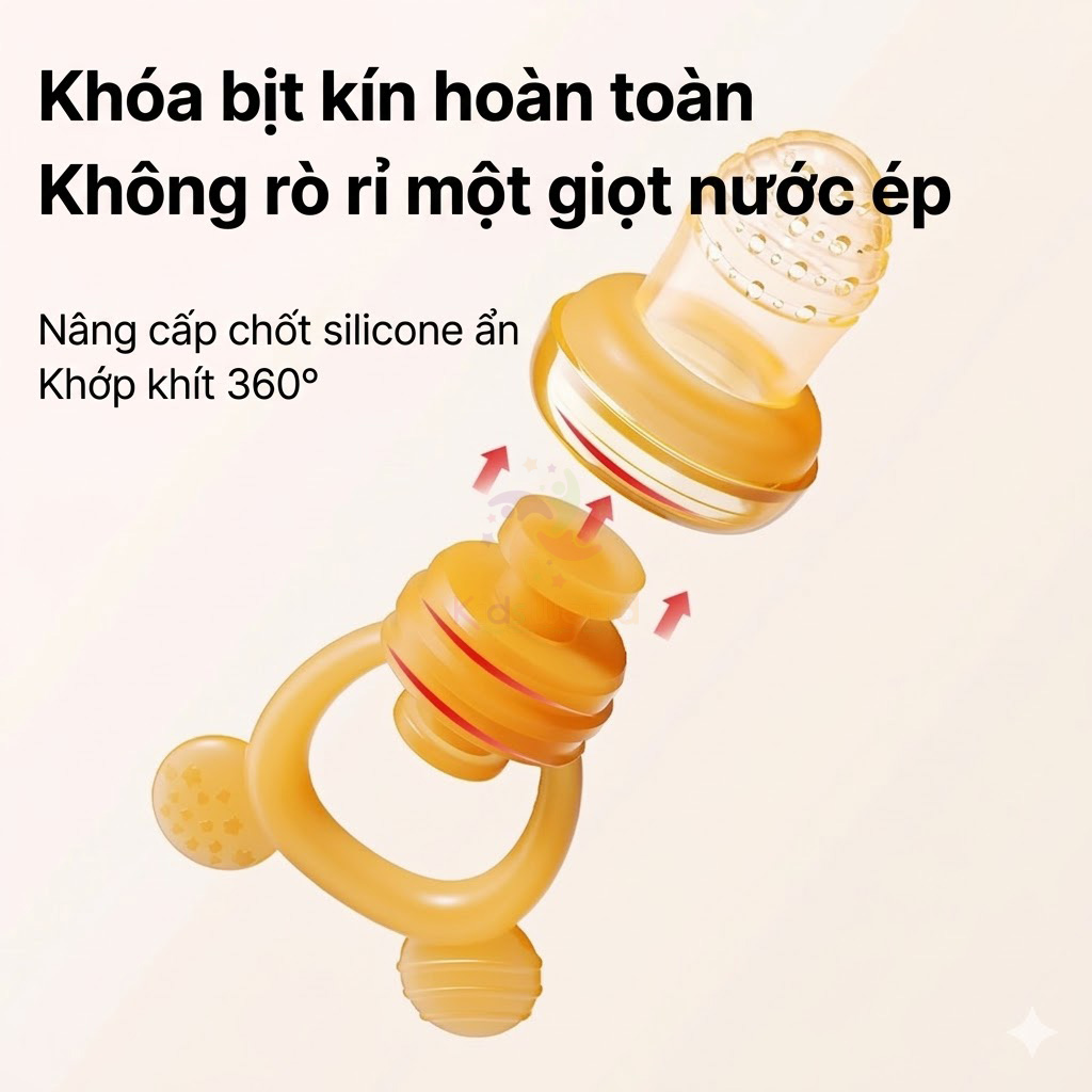Túi nhai ăn dặm chống hóc silicon cao cấp Youkebei YKB69218 núm nhai trái cây đẩy xoay thông minh cho bé từ 4 tháng tuổi