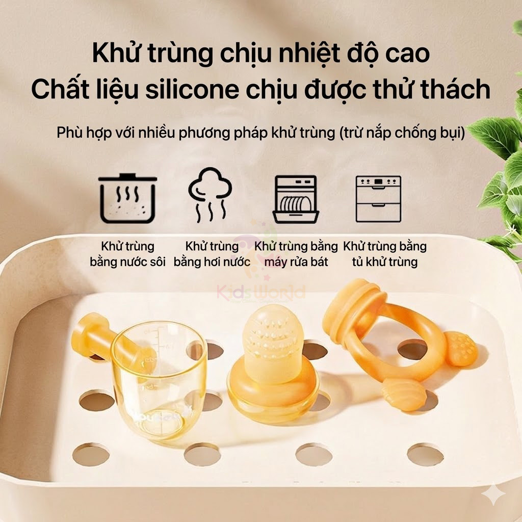 Túi nhai ăn dặm chống hóc silicon cao cấp Youkebei YKB69218 núm nhai trái cây đẩy xoay thông minh cho bé từ 4 tháng tuổi