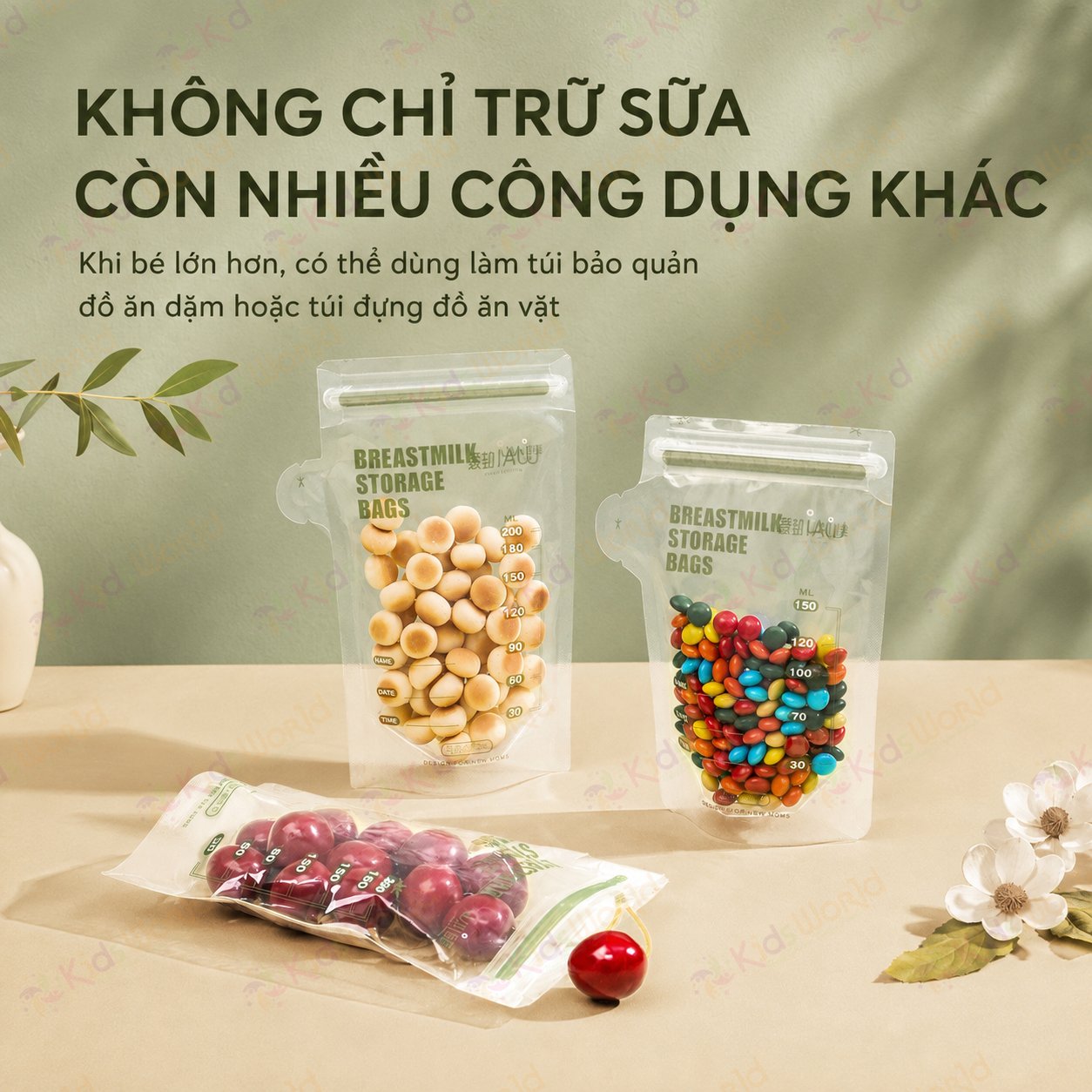 Túi trữ sữa mẹ WAI Breastmilk Storage Bag hộp 30 túi khóa zip kép, vòi rót tiện lợi, an toàn cho bé