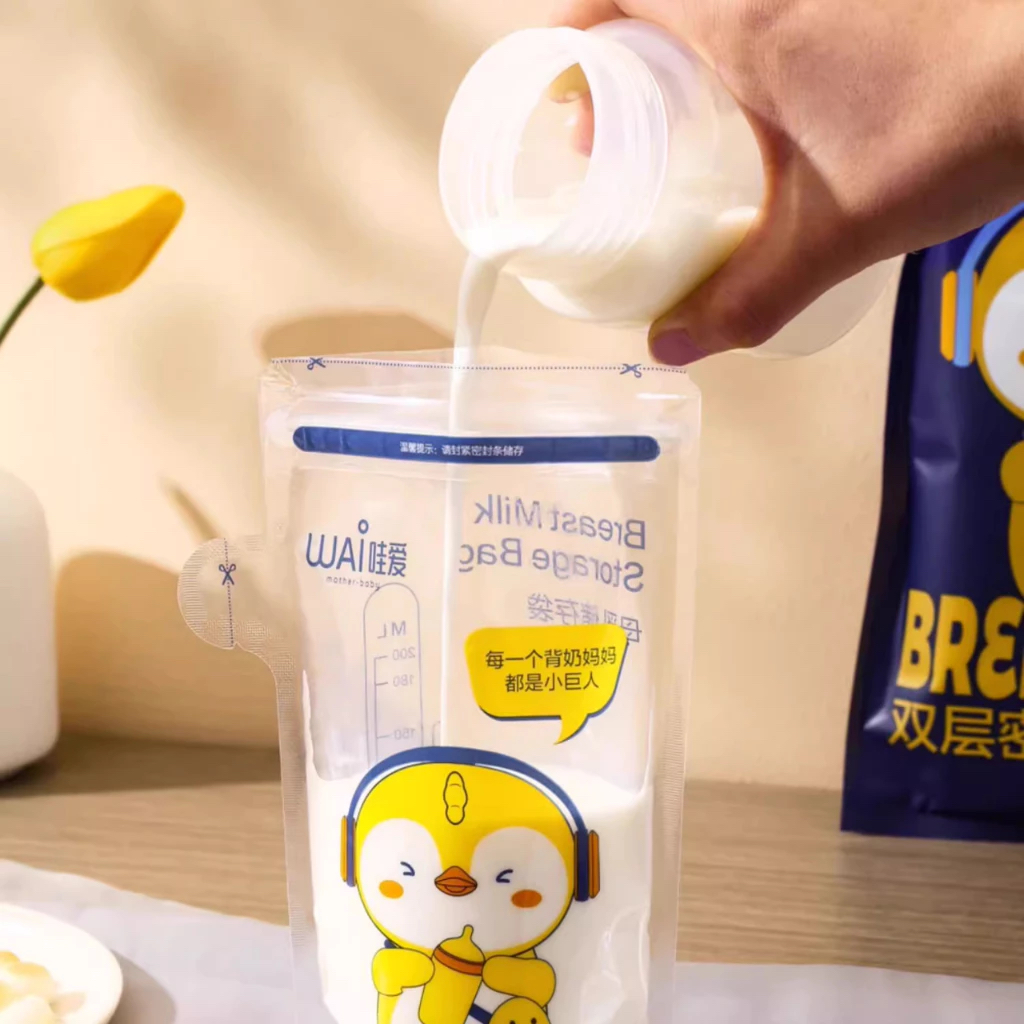 Túi trữ sữa mẹ WAI Breast Milk Storage mẫu mới cảm biến nhiệt độ đổi màu bịch 30 túi có vòi rót tiện lợi an toàn