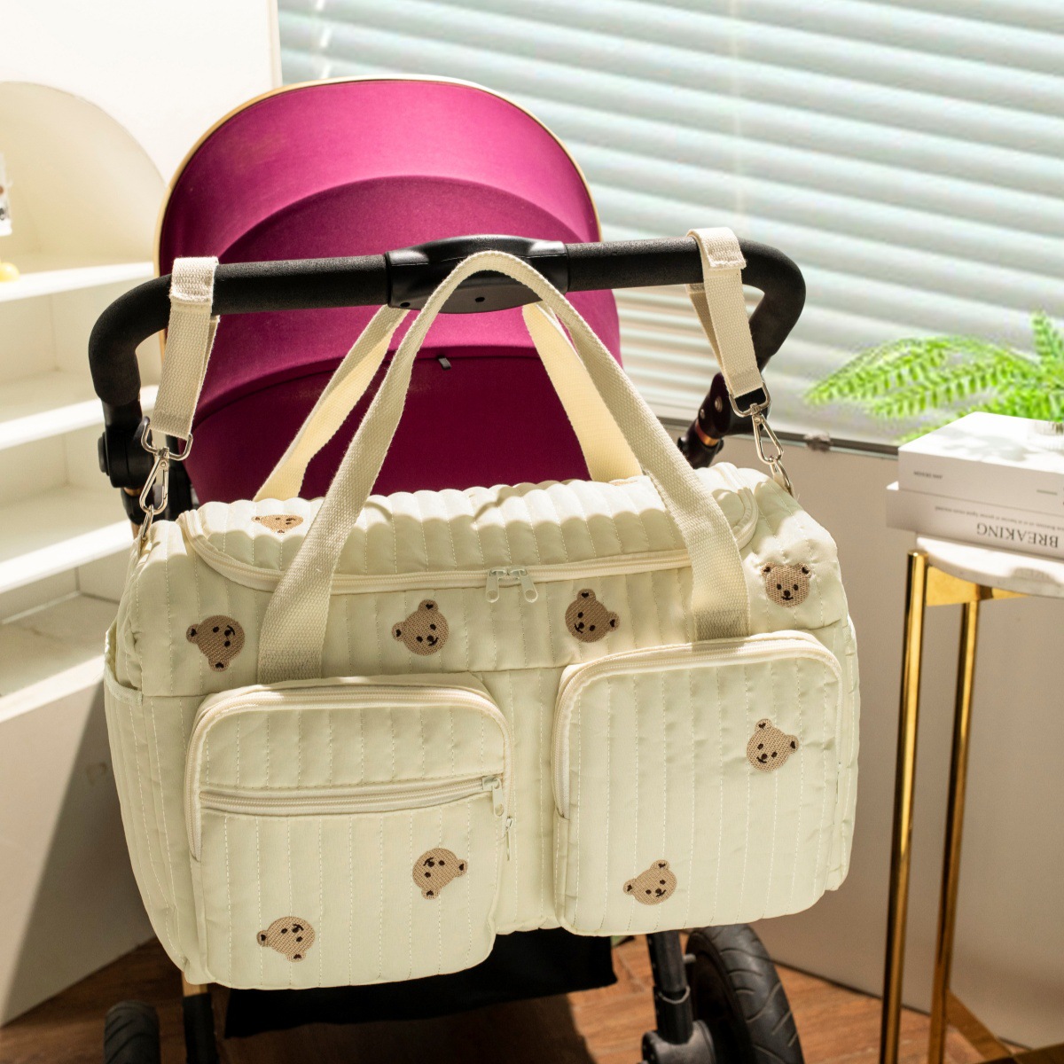 Túi xách bỉm sữa đựng đồ cho mẹ và bé Liandie thêu phong cách Hàn quốc cho mẹ hiện đại