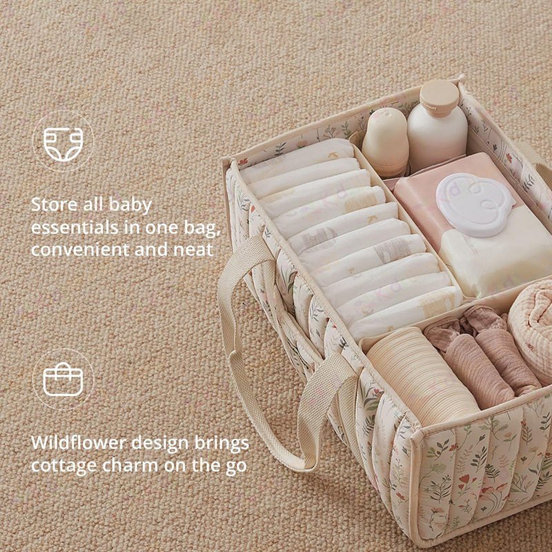 Túi xách đựng đồ bỉm sữa cho mẹ và bé phong cách Hàn Quốc dạng hộp có ngăn sắp xếp tiện lợi sức chứa lớn