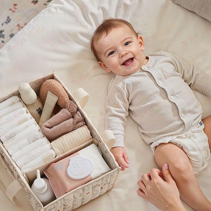 Túi xách đựng đồ bỉm sữa cho mẹ và bé phong cách Hàn Quốc dạng hộp có ngăn sắp xếp tiện lợi sức chứa lớn