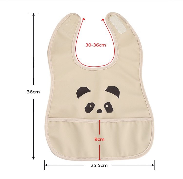Yếm ăn dặm cho bé có máng hứng phong cách Hàn Quốc chất liệu da PU chống thấm nước, dễ giặt, hoạ tiết dễ thương