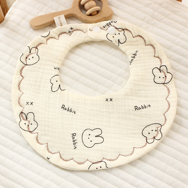 Yếm tròn xô Muslin 6 lớp cho bé giữ ấm cổ, ngực, ăn dặm có cúc bấm dày dặn thấm hút tốt mềm mại bấm nút tiện lợi