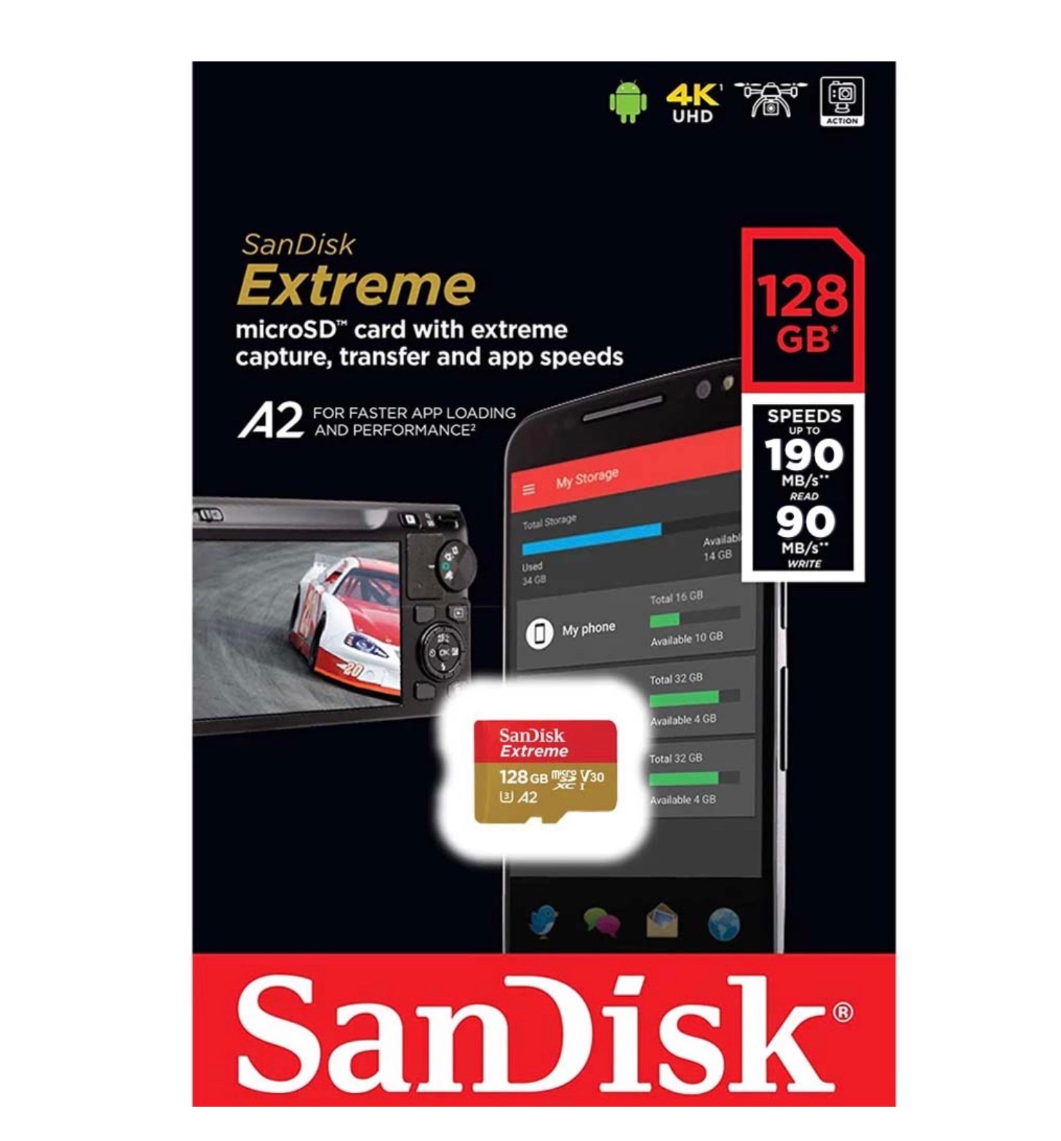 Thẻ nhớ Sandisk Micro SD 128GB extreme 190/90mb/s