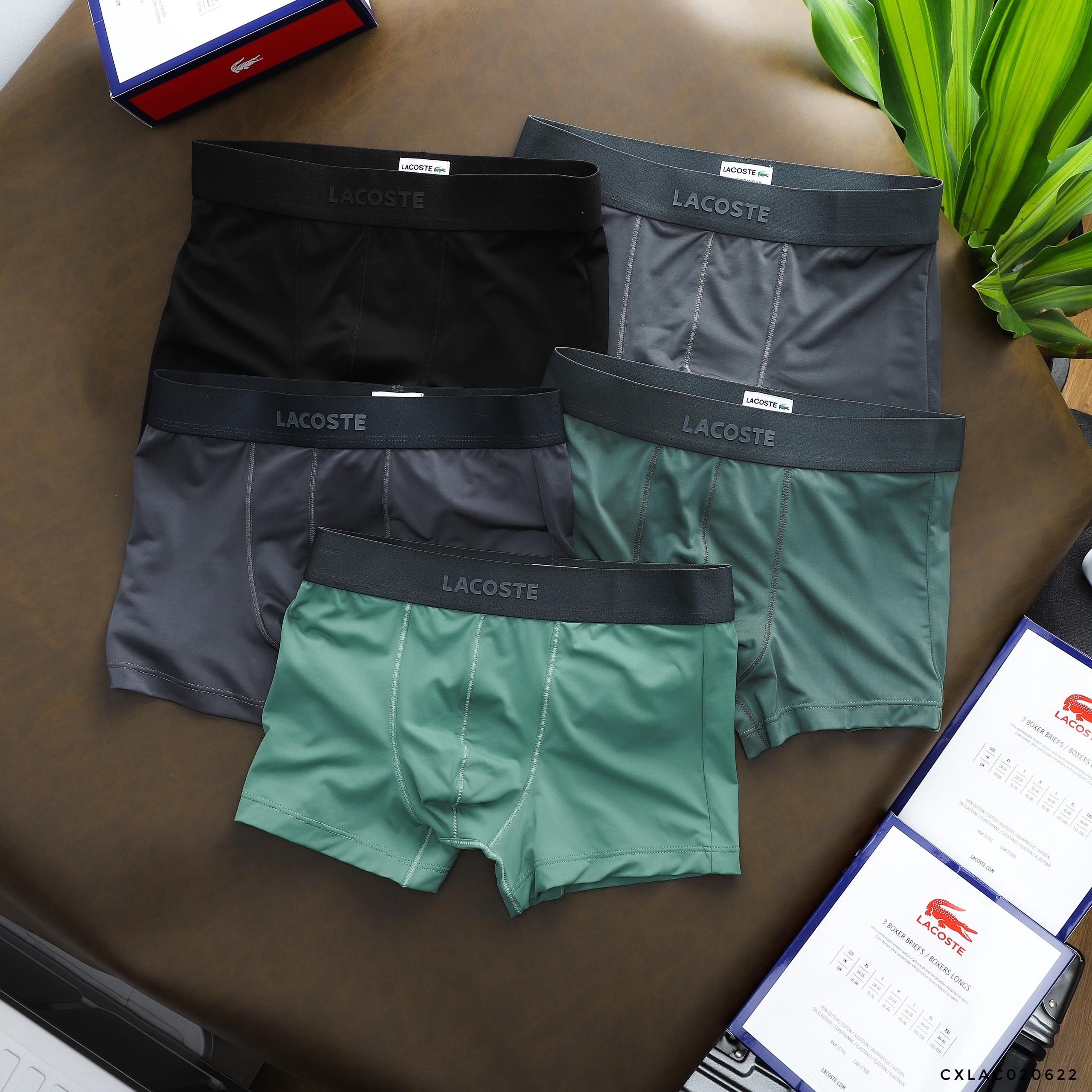 Quần sịp đùi nam Boxer Lacoste cao cấp trơn basic hàng Vnxk 1 hộp 3 chiếc