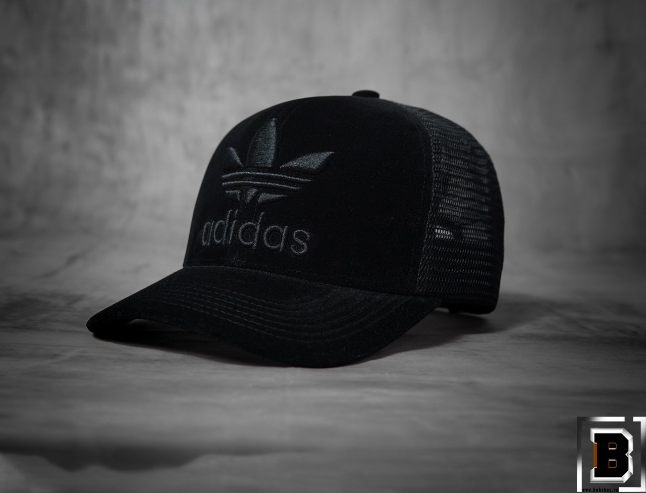 Mũ Lưỡi Trai Adidas Đen Logo thêu phối lưới, form chạy bộ cứng cáp, M1 - Hàng VNXK