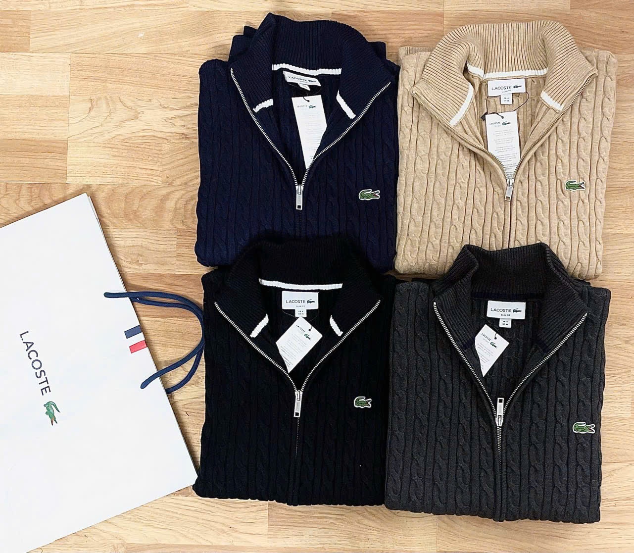 Áo Khoác Len Jacket Lacoste, Chất liệu len lông thỏ dư xịn, khóa kéo, bo tay ấm áp Hàng VNXK - ALJ41