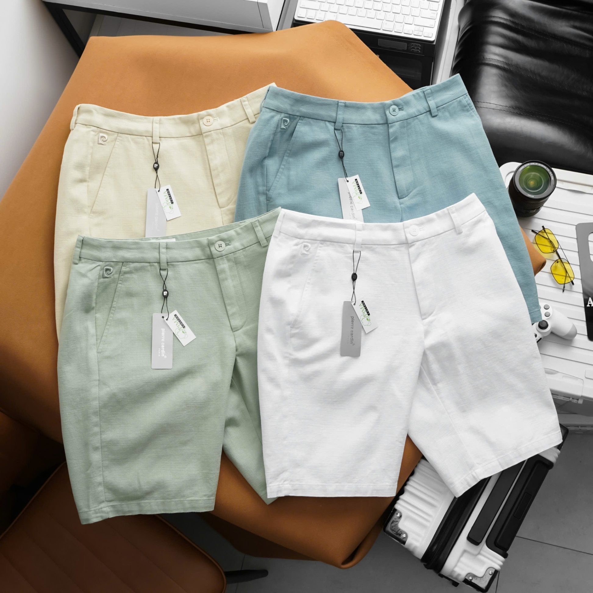 Quần Shorts Đũi Nam Linen Pier Summer 2025, Form Slim-Fit, cotton linnen định lượng, dày đanh khác biệt, Bao giặt máy, Hàng VNXK - SP003