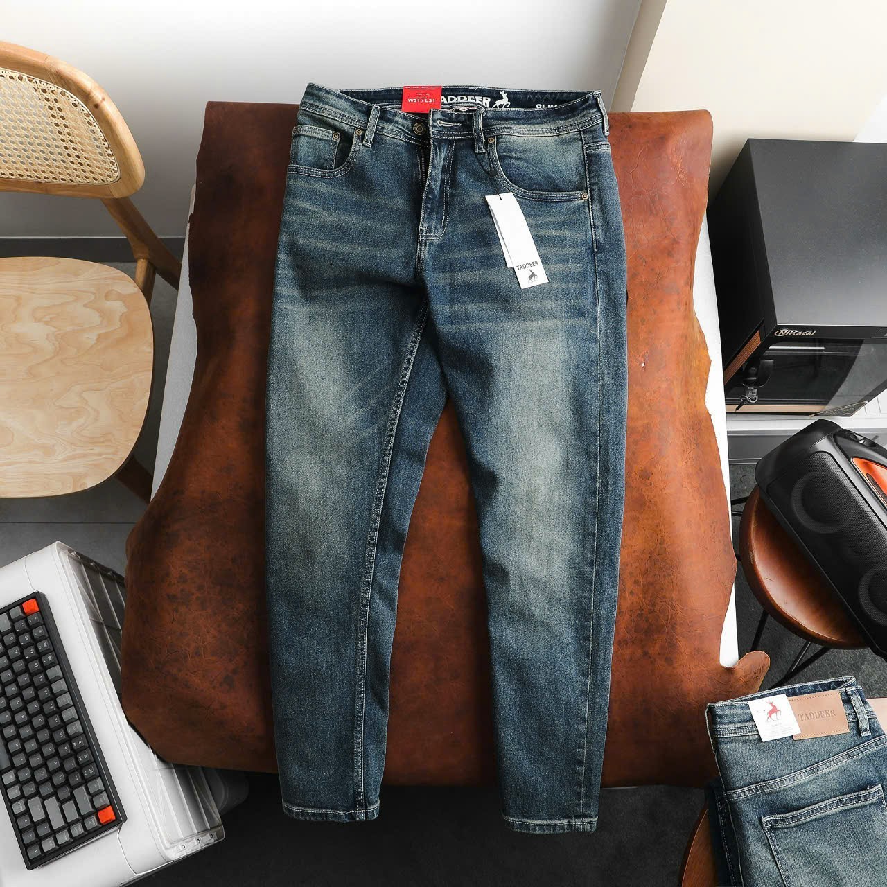 Quần Jean Dài Nam TADDEER , Form Slim-fit, chất vải co giãn nhẹ, ống 15-18cm, Brand - JTH100