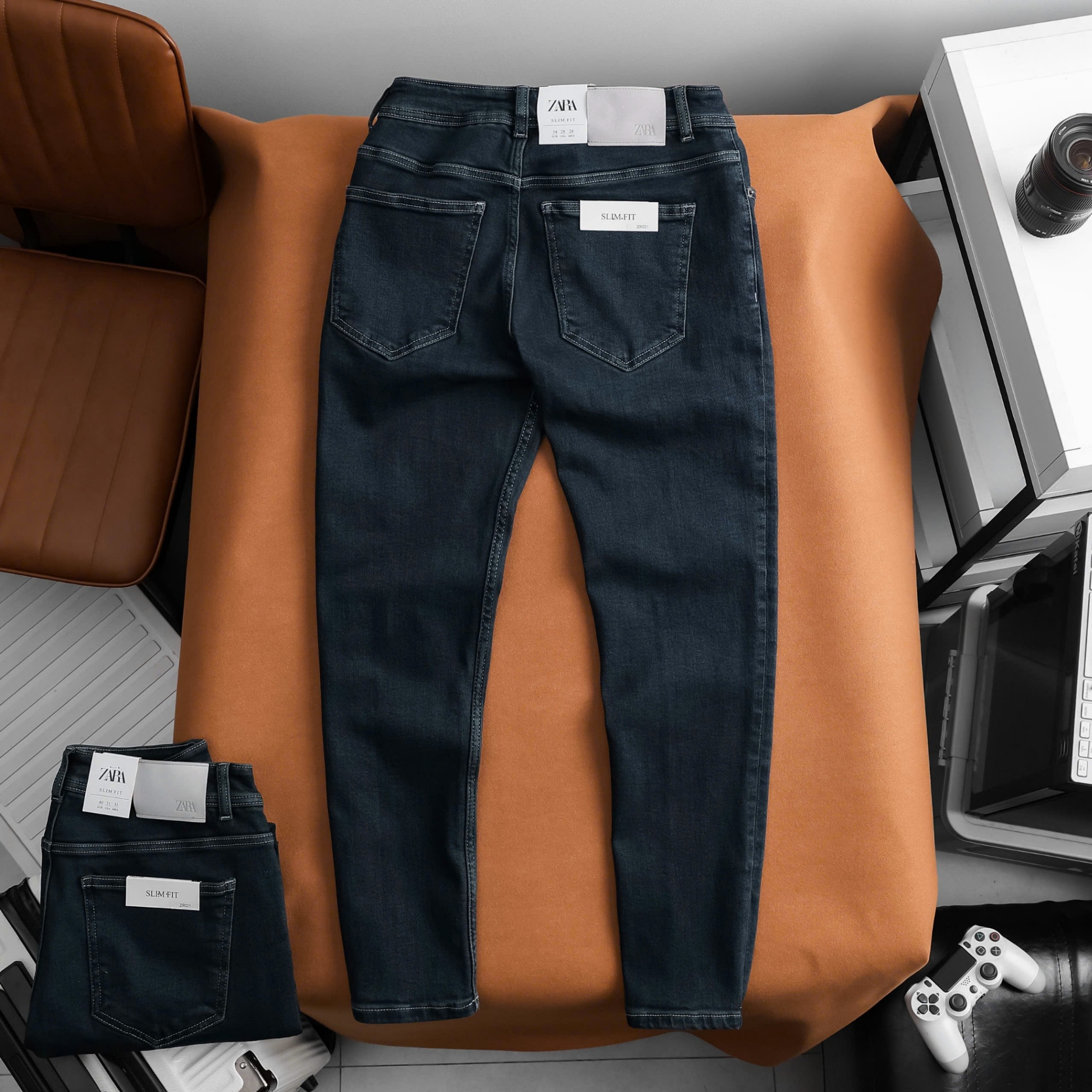 Quần Jean Dài Nam ZARA Indigo Blue 2025 , Form Slim-fit, chất vải co giãn nhẹ, ống 15-18cm, VNXK - JZR021