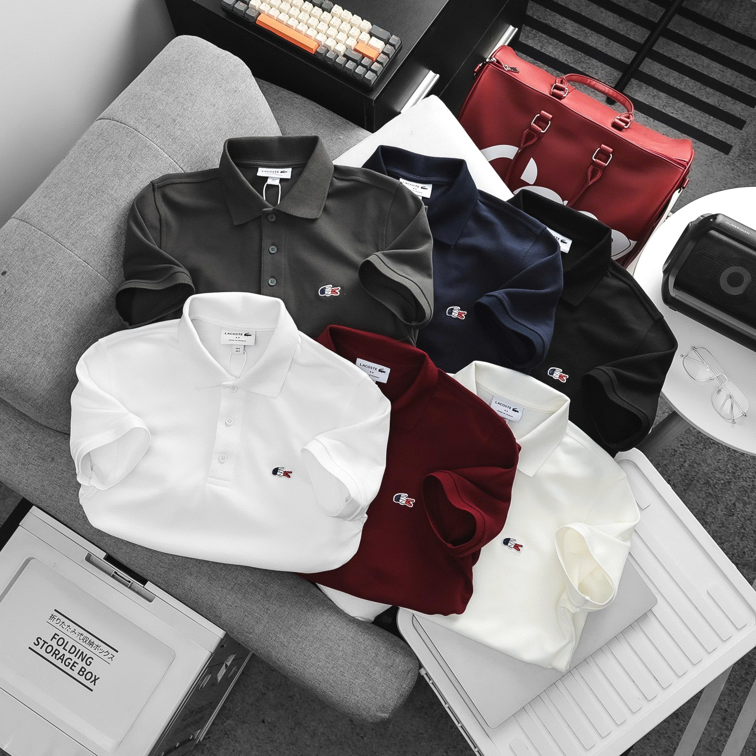 Áo Polo Nam Lacoste Ngắn Tay Logo 3 Màu, Form slim, vải cotton gai pique, thấm hút, Hàng VNXK - PL61