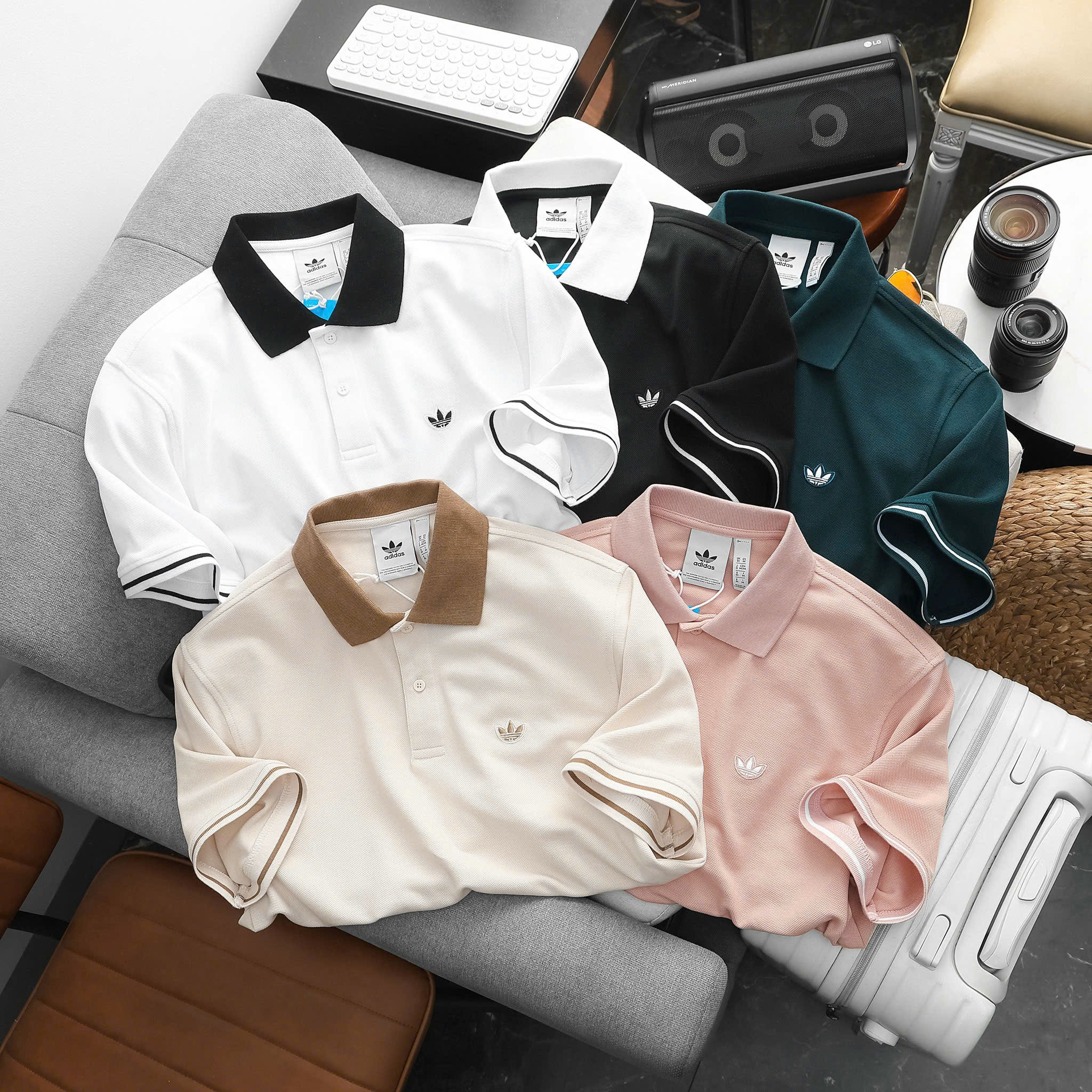 Áo Polo Nam Ngắn Tay Cổ Màu , Form slim, Chất liệu cotton Pique hiệu ứng viền đặc biệt, Hàng VNXK - AD01