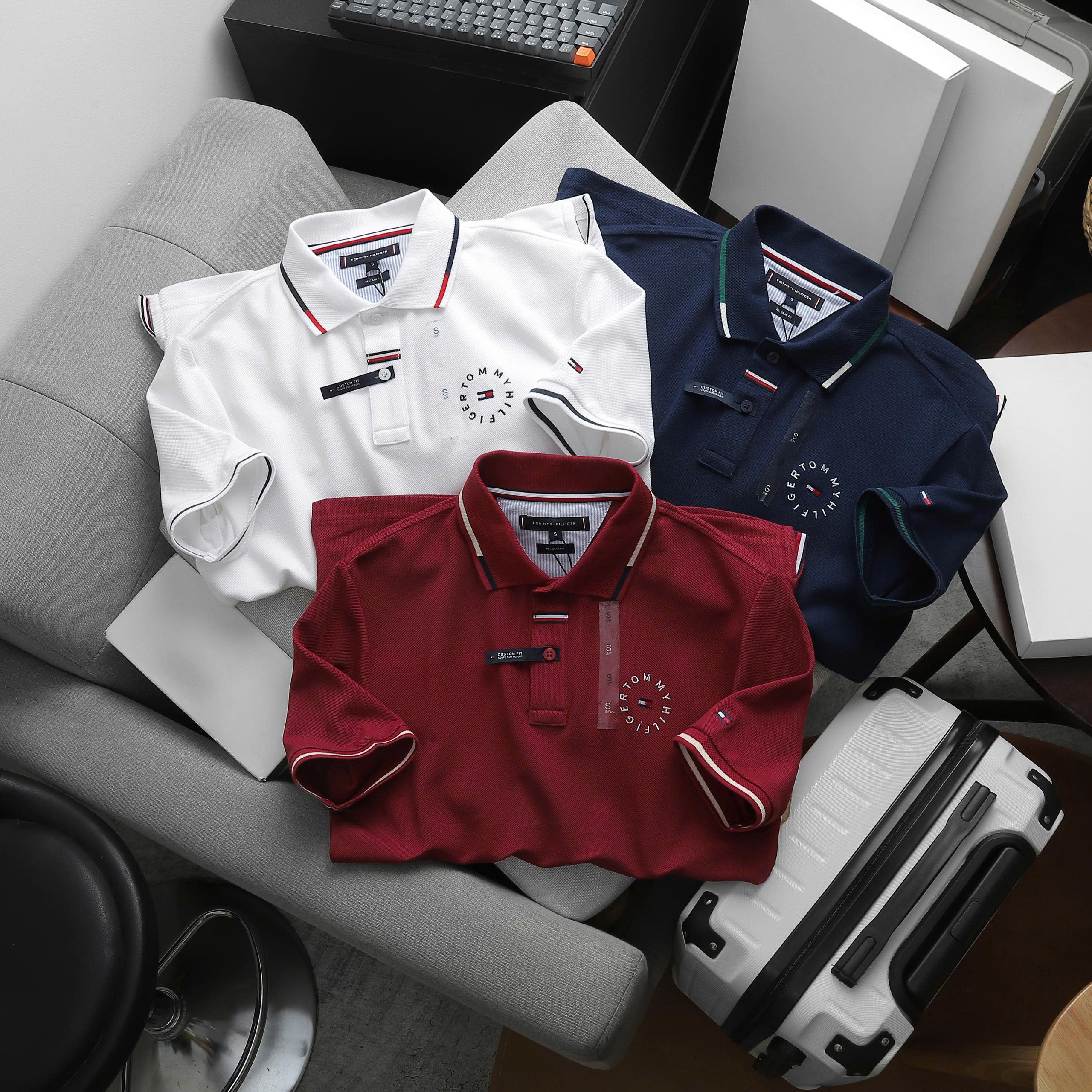 Áo Polo Nam Tommy Hilfiger Ngắn Tay Cổ Họa Tiết , Form slim, Chất liệu cotton Pique hiệu ứng cực đẹp , Hàng VNXK - PT00