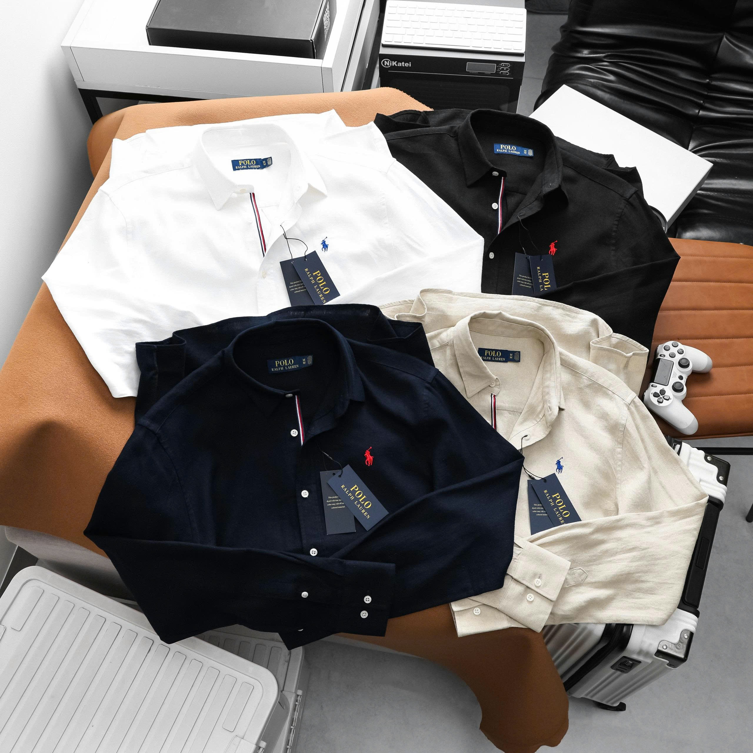 Áo Sơ Mi Nam Đũi Dài Tay Dư Xịn ralph laurenForm Slimfit, Vải Linen Chính Phẩm Nối Chuyền Dư Mềm Mát, Hàng VNXK- NCX07