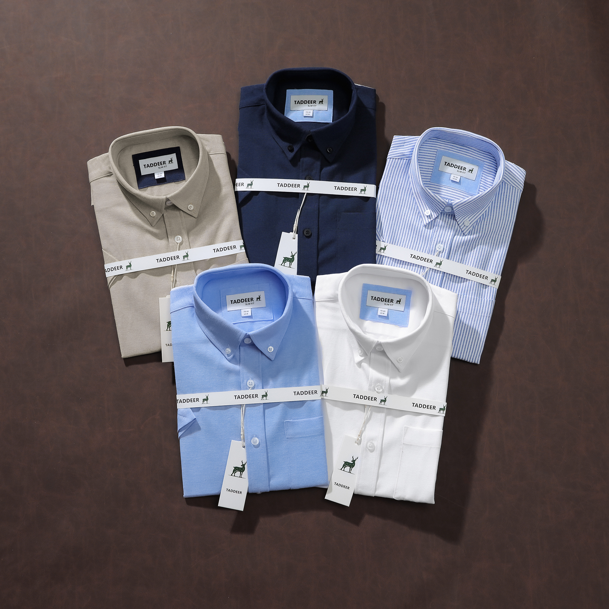 Áo Sơ Mi Nam Ngắn Tay TADDEER, chất vải Oxford, Form Slim-Fit, tương đối mịn và mềm, hàng VNXK - SM101