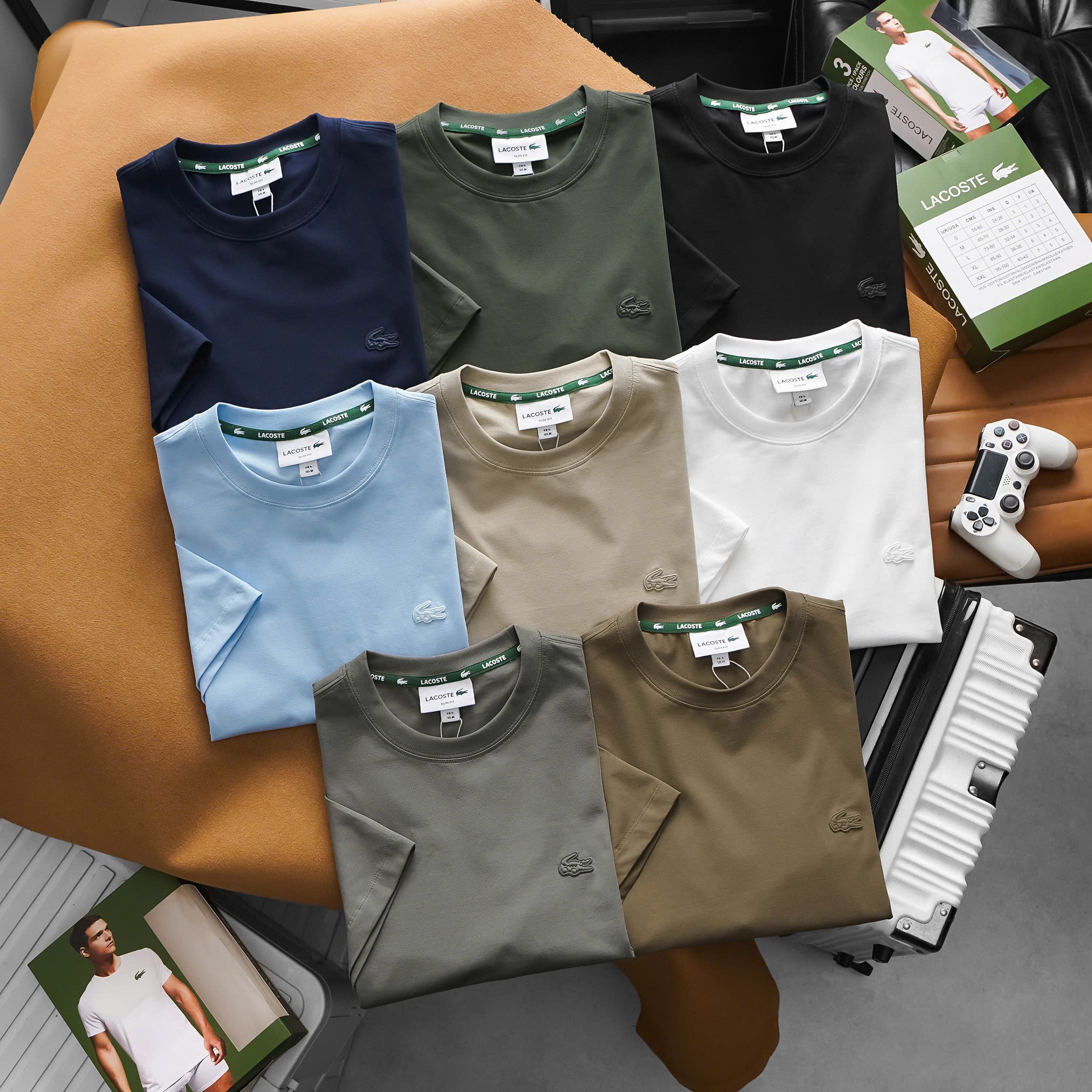 Áo Thun Nam Ngắn Tay Lacoste Trơn, Form Slim-Fit, vải COTTON lạnh co giãn 4 chiều, Hàng VNXK - LC11