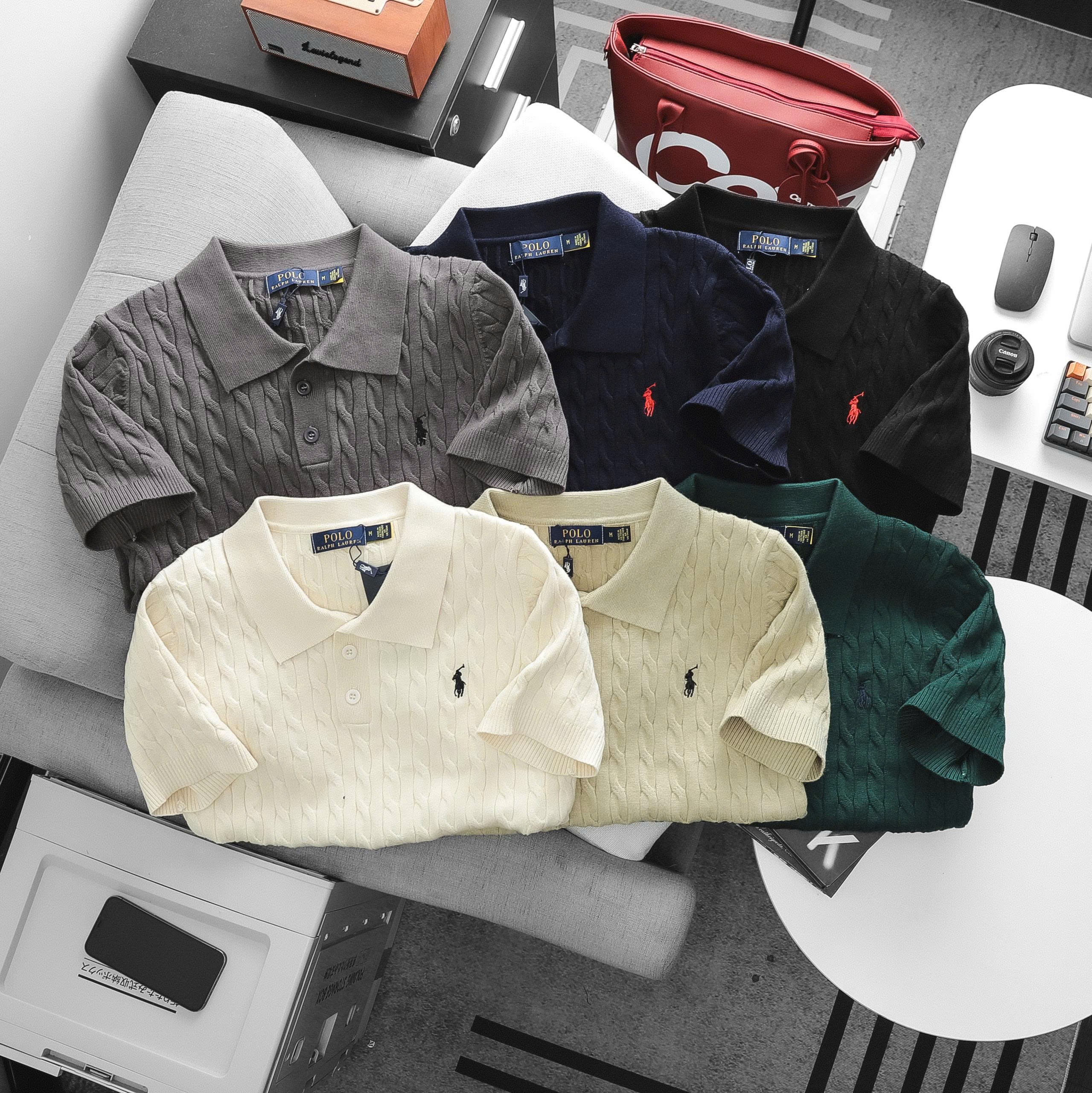 Áo polo len ngắn tay Ralp Lauren , form slim-fit, chất lông thỏ dệt vặn thừng, thanh lịch, sang trọng dễ phối đồ - PR61