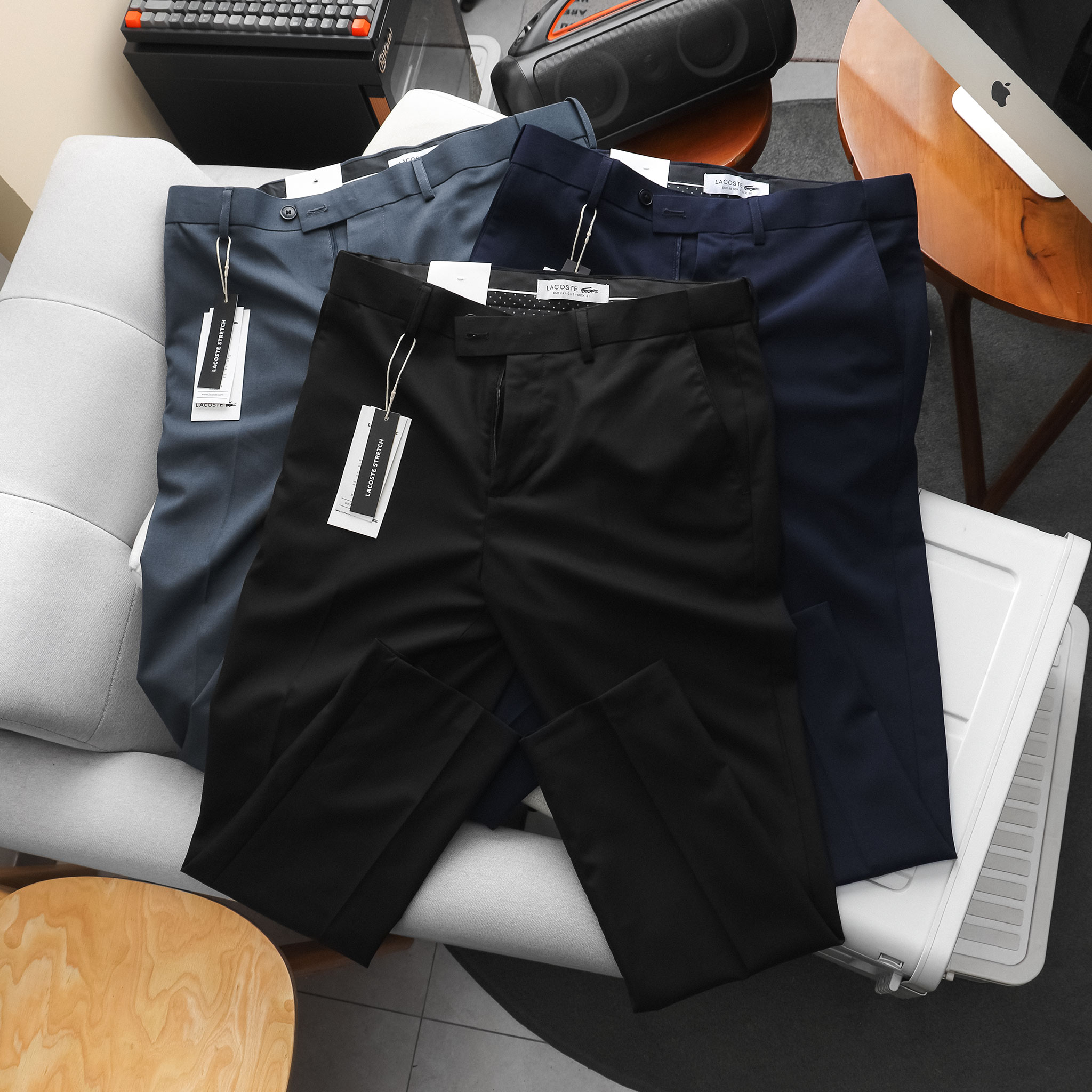 Quần Âu Dài Nam Lacoste, Form Slim, cạp chun ẩn, vải âu cotton lạnh, mỏng mát, Hàng Dư Xịn - AL21