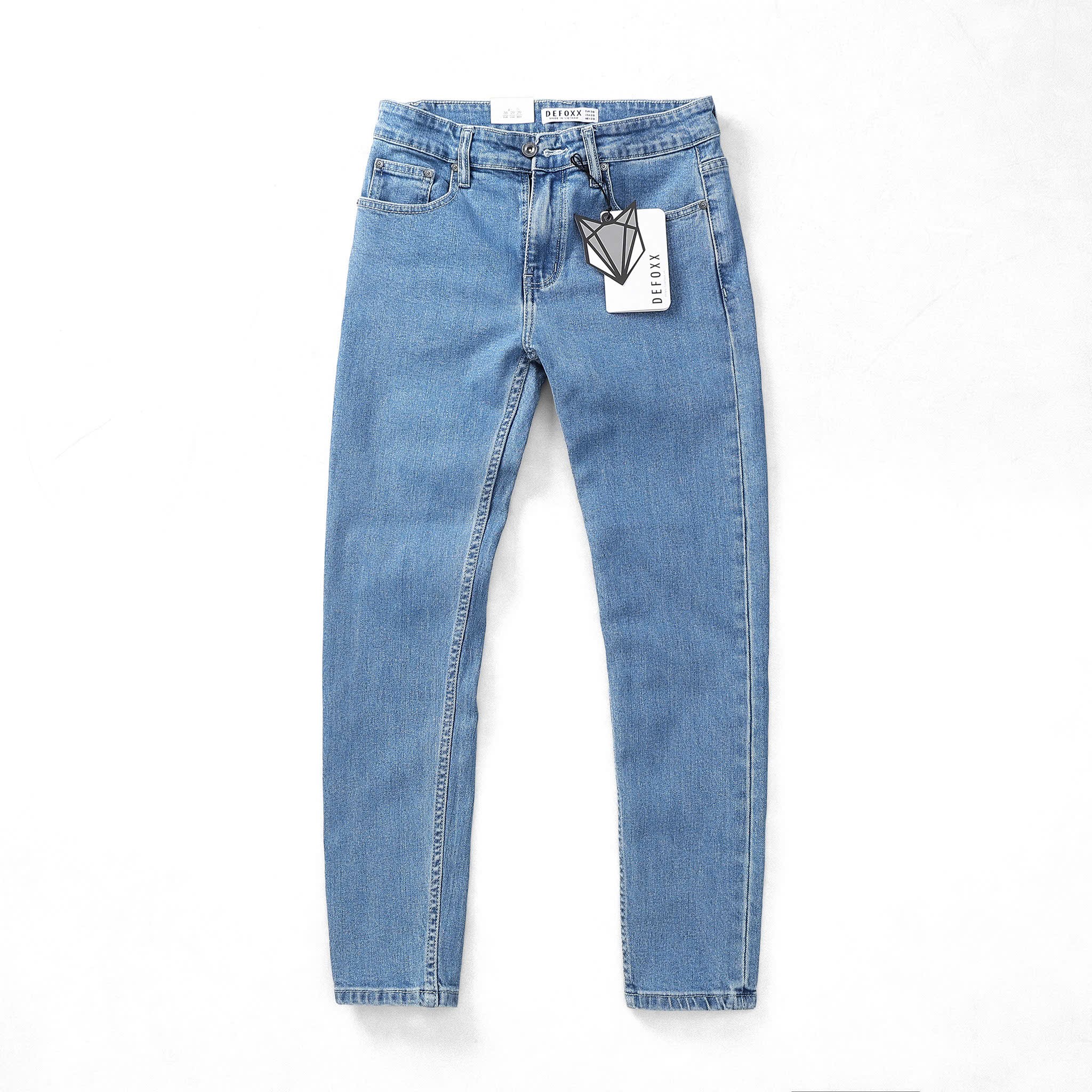 Quần Jean Dài Nam DEFOXX Màu Sky Blue, Form Slim-fit, chất vải co giãn mềm mại, ống 15-18cm, Hàng VNXK - JD13