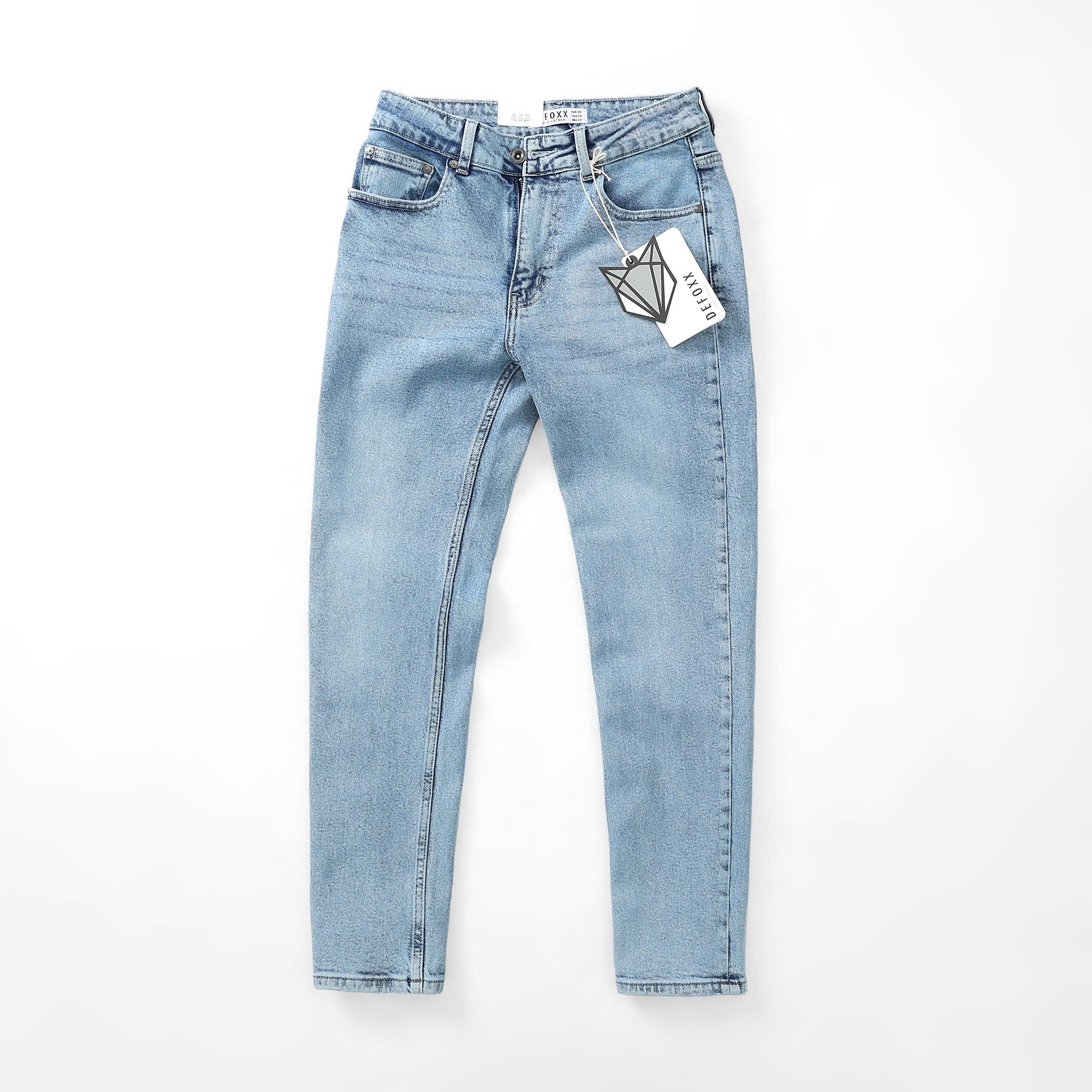 Quần Jean Dài Nam DEFOXX Xanh Sáng, Form Slim-fit, chất vải co giãn mềm mại, ống 15-18cm, Hàng VNXK - JD11