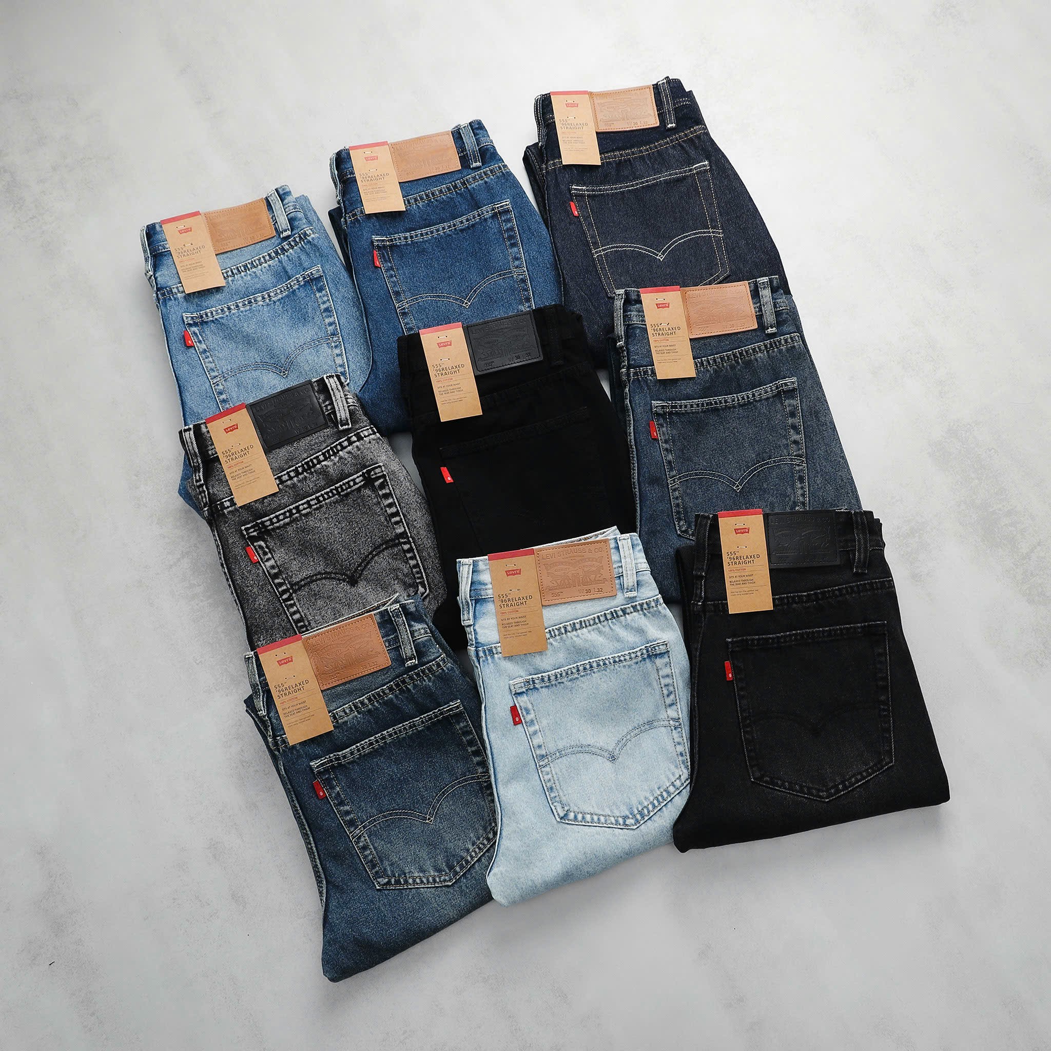 Quần Jean Dài Nam Levi's 555 '96Relaxed Straight, Form Suông Regular-Fit, chất vải jean cotton không co giãn, ống 20cm-23,5 cm, Hàng VNXK - JD555