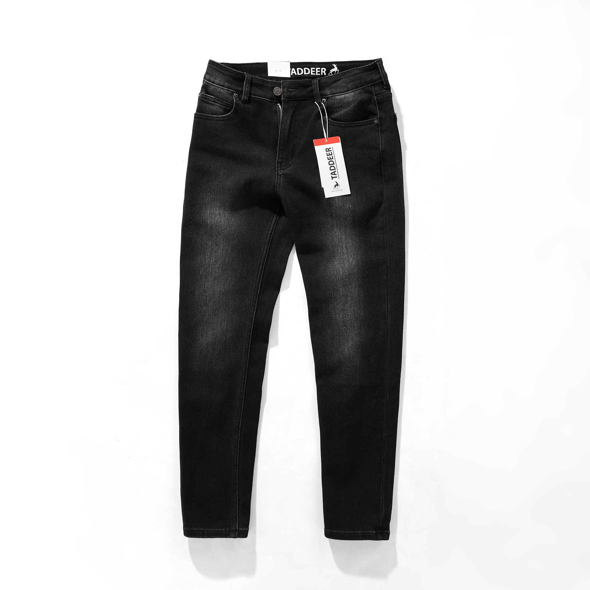 Quần Jean Dài Nam Taddeer Đen Wash, Form Slim-fit, chất vải co giãn mềm mại, ống 14-18cm, Hàng VNXK - HUY4