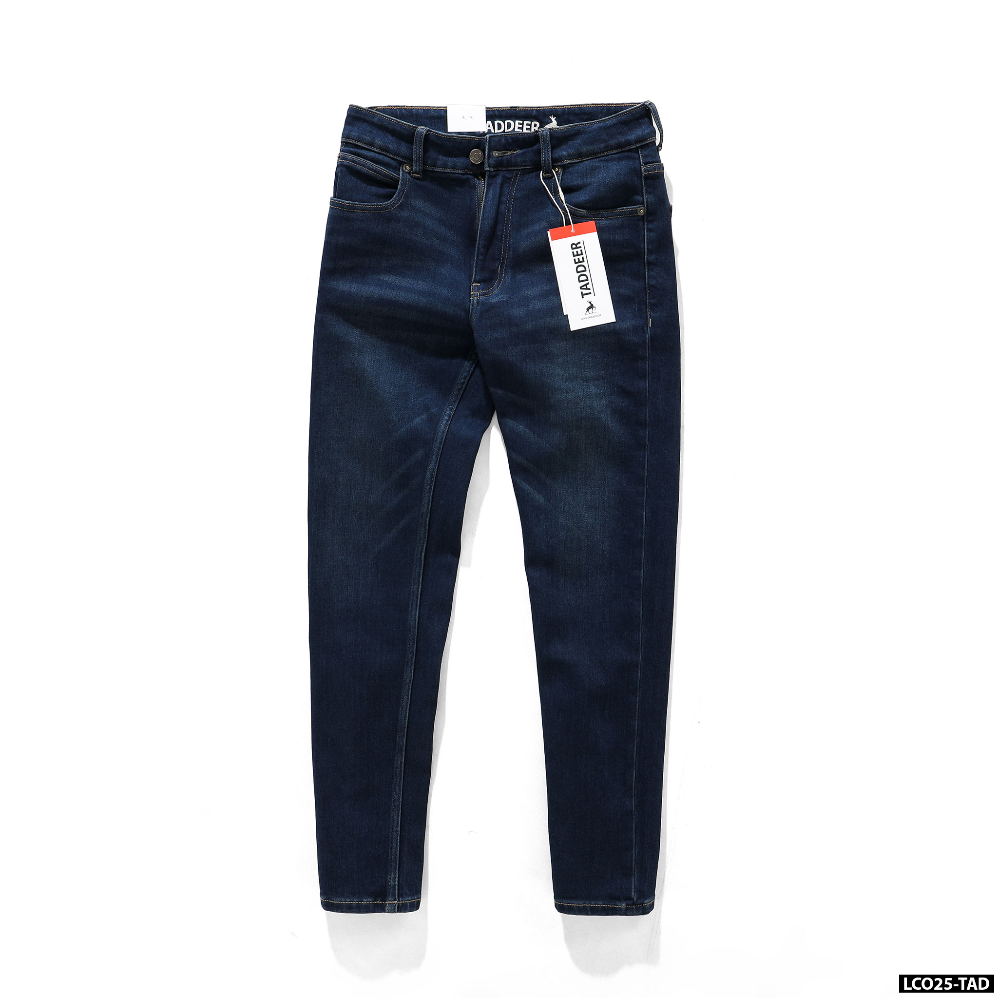 Quần Jean Dài Nam Taddeer Xanh Đậm Wash , Form Slim-fit, chất vải co giãn mềm mại, ống 14-18cm, Hàng VNXK - LC025
