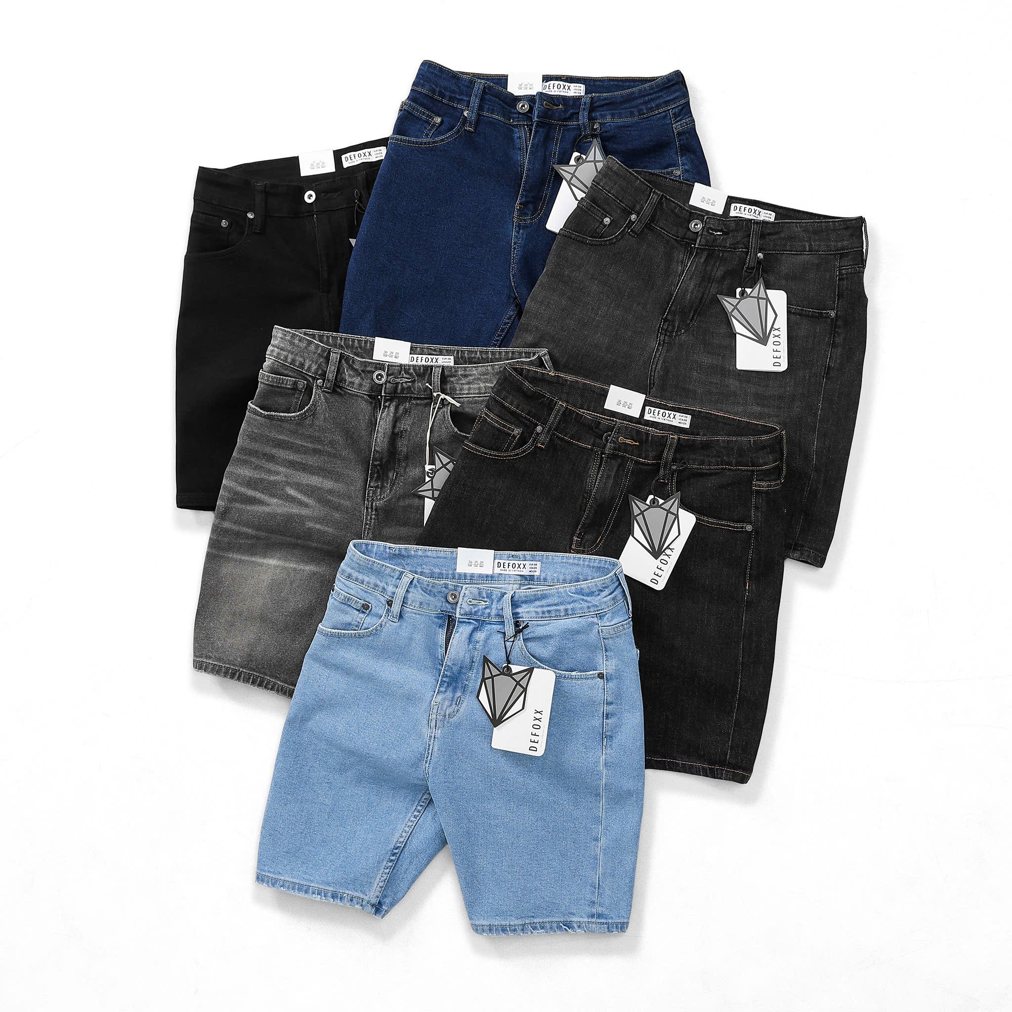 Quần Short Jean Nam DEFOXX, Form Slim-Fit ngang gối, vải co dãn mềm, Hàng Vnxk - SD11