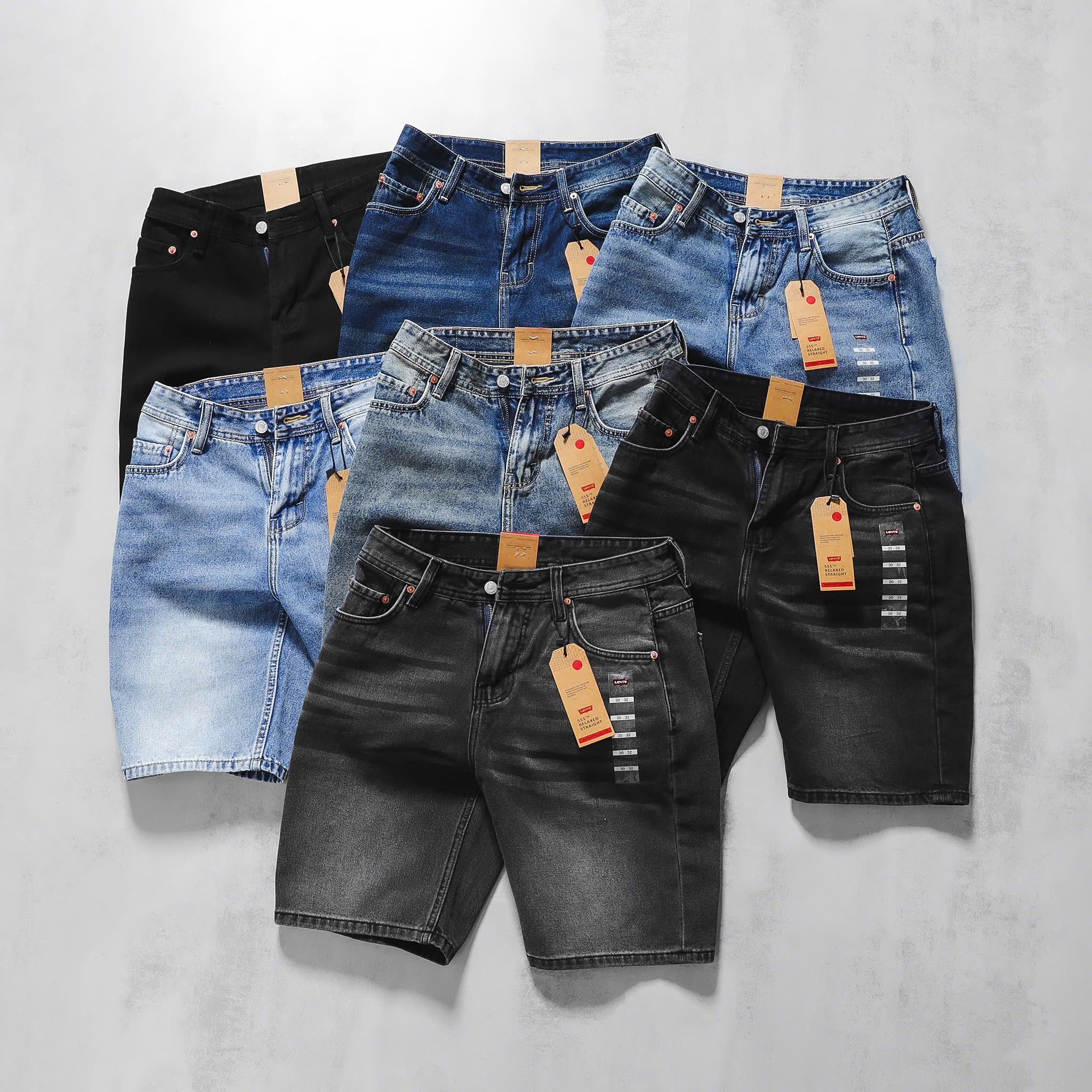 Short Jean Levis 555 Relaxed Straight chất vải 100% cotton, Form Regular Fit, Phong Cách Street-Style Cực nam tính , khỏe khoắn, hàng VNXK- SLV555