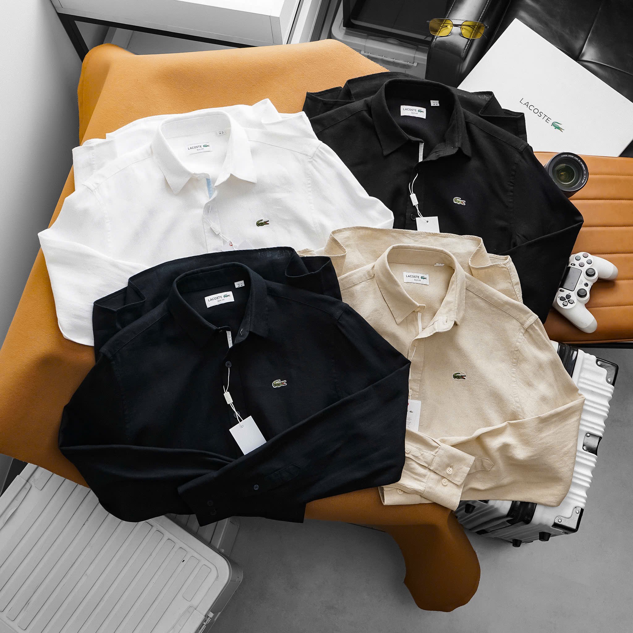Áo sơ mi Linen nam dài tay Lacoste nối chuyền dư xịn 2026, vải mịn, mát tay, đứng form cực đẹp, Hàng vnxk - SDLL41