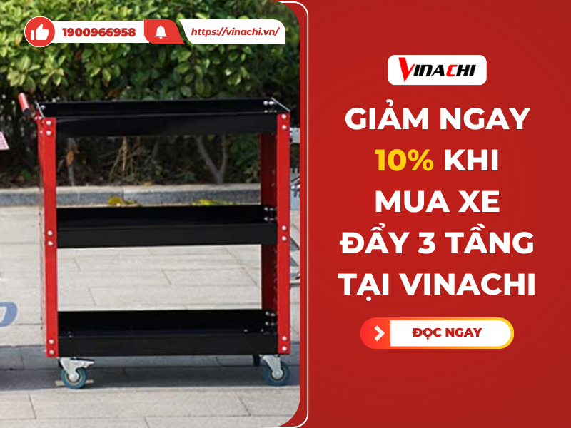 Giảm ngay 10% khi mua xe đẩy 3 tầng tại Vinachi