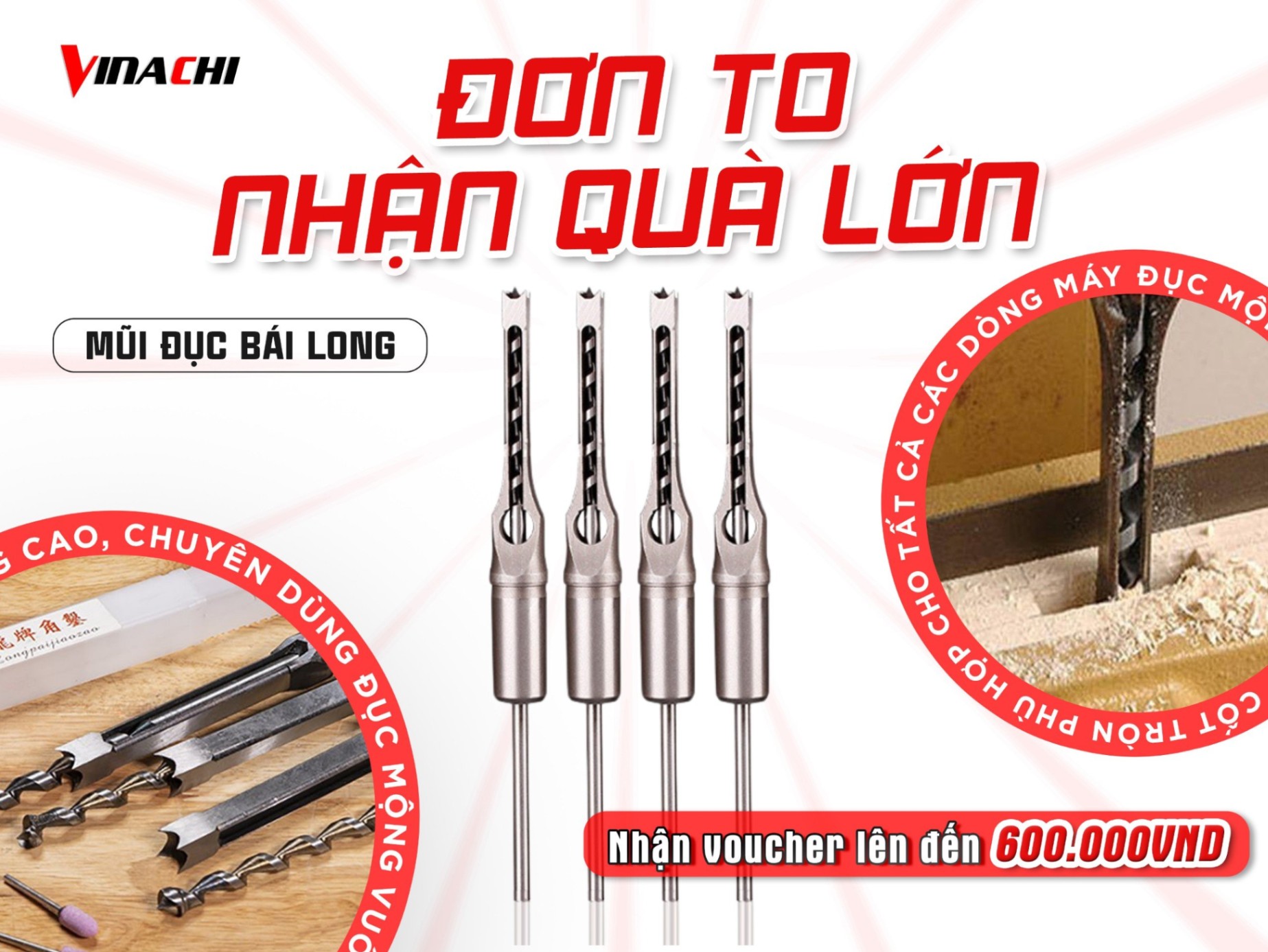 Ưu đãi đặc biệt: Tặng ngay Voucher tới 600k khi mua Mũi đục Bái Long