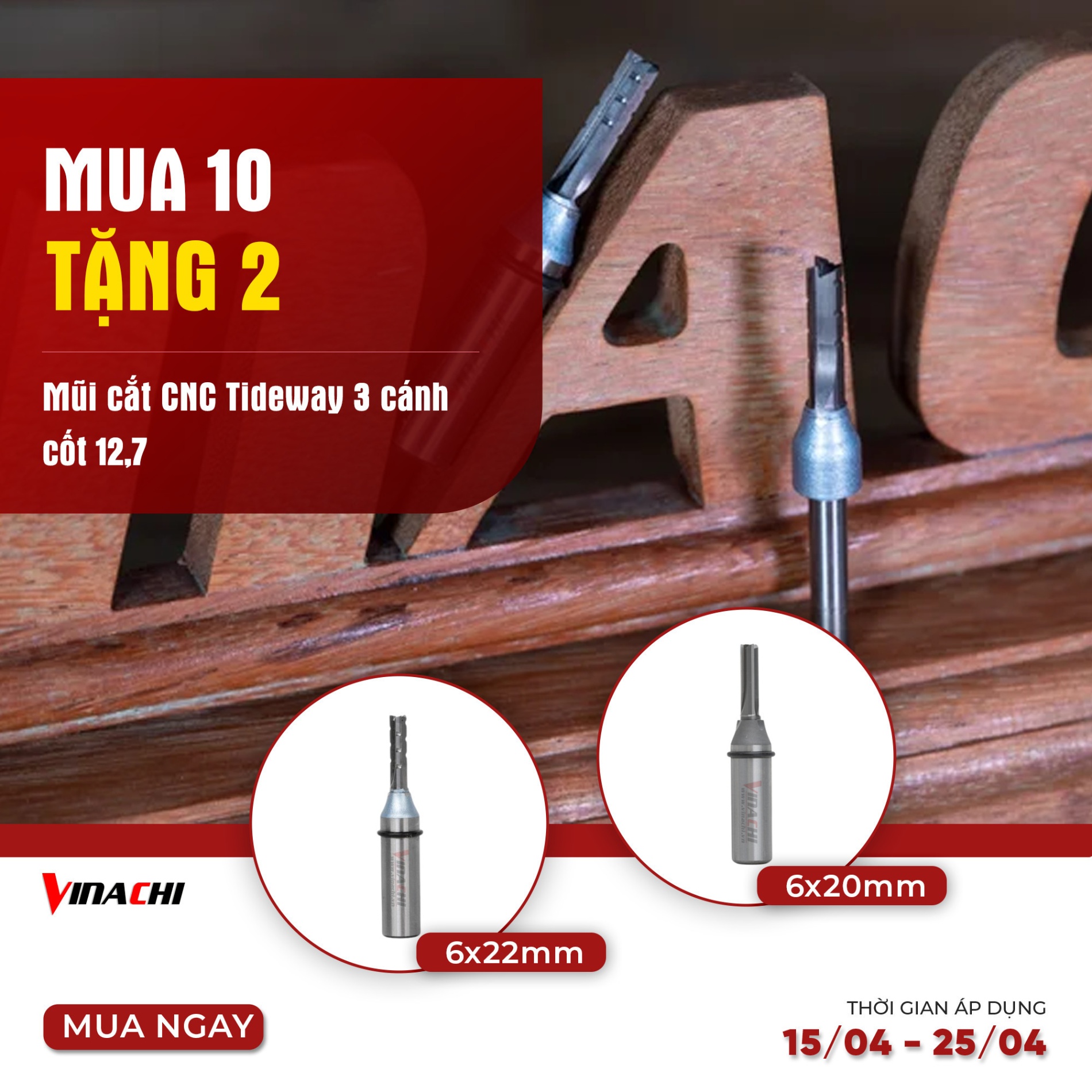 Ưu đãi đặc biệt tháng 4 khi mua mũi cắt CNC Tideway 3 cánh