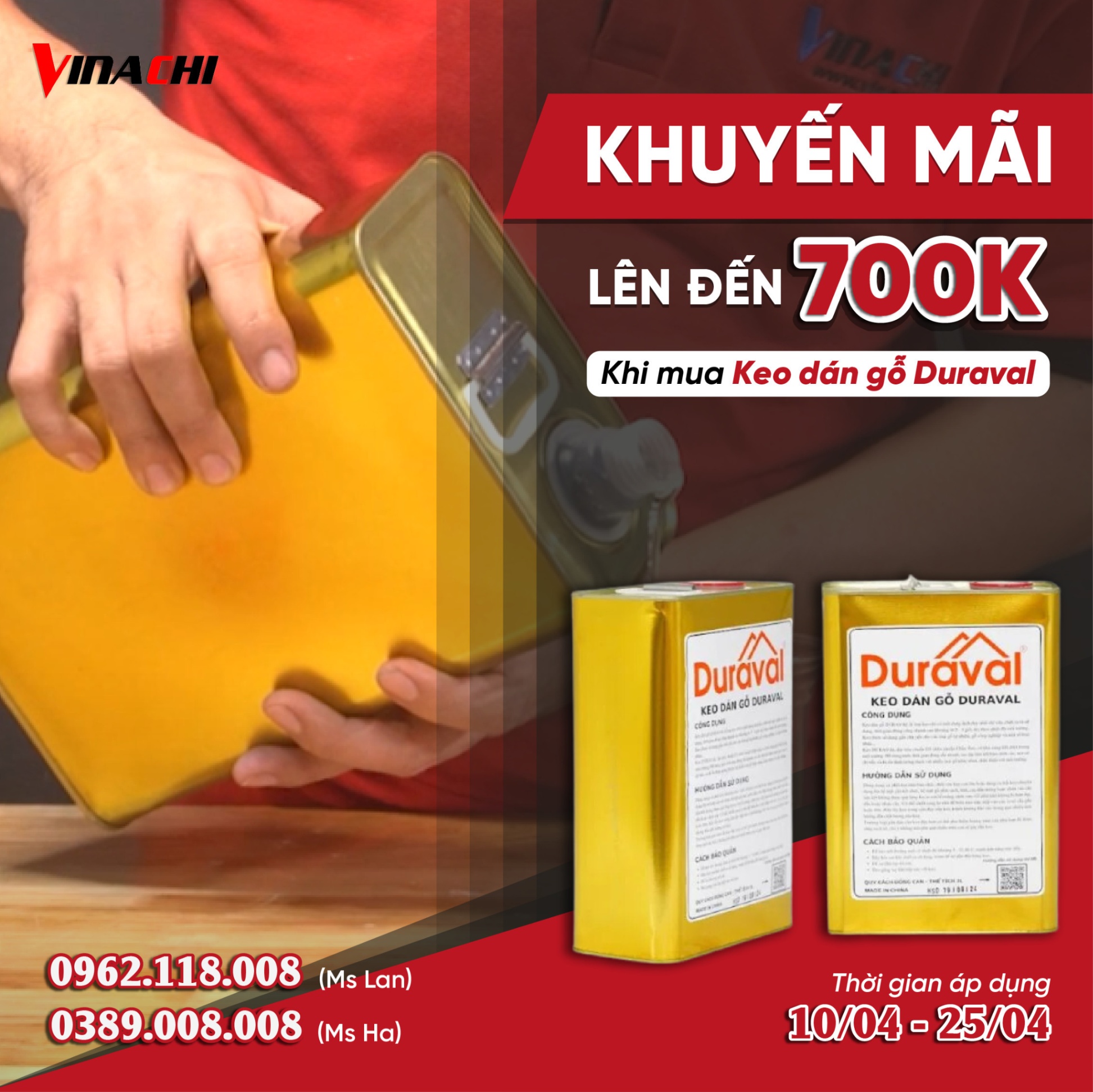 Ưu đãi hấp dẫn: Tặng voucher lên tới 700.000 VNĐ khi mua keo dán gỗ Duraval