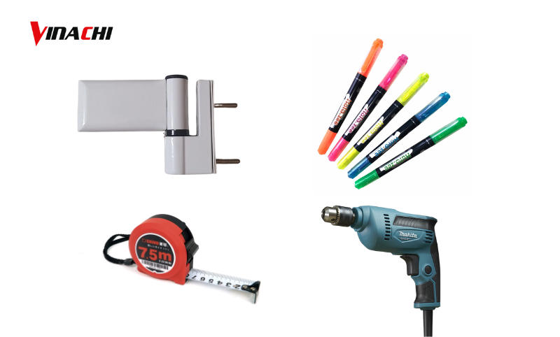 Một số dụng cụ cần chuẩn bị để bắt bản lề cửa nhựa