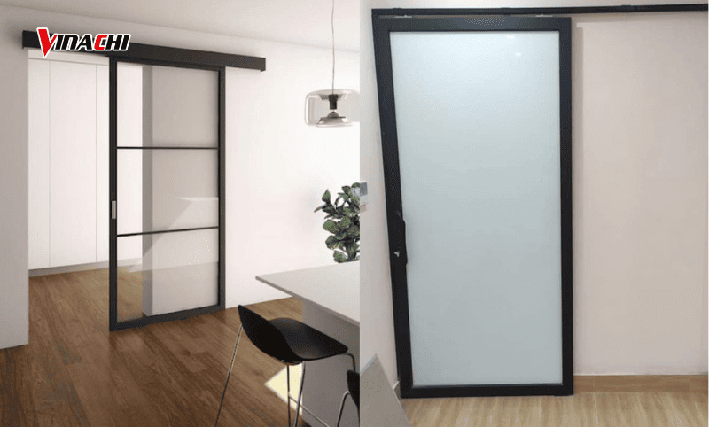 Cửa lùa làm bằng nhôm kính