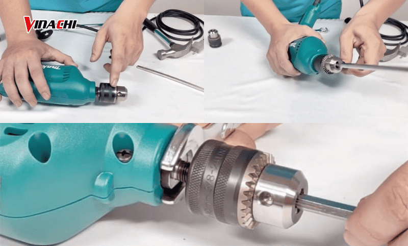 Hướng dẫn cách thay đầu kẹp mũi khoan có khóa