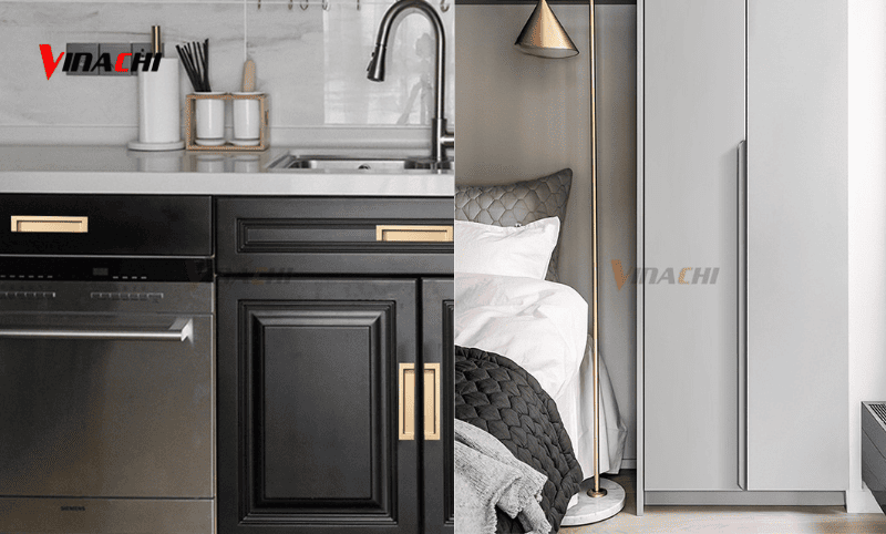 Tay nắm được lắp đặt cho các loại tủ khác nhau