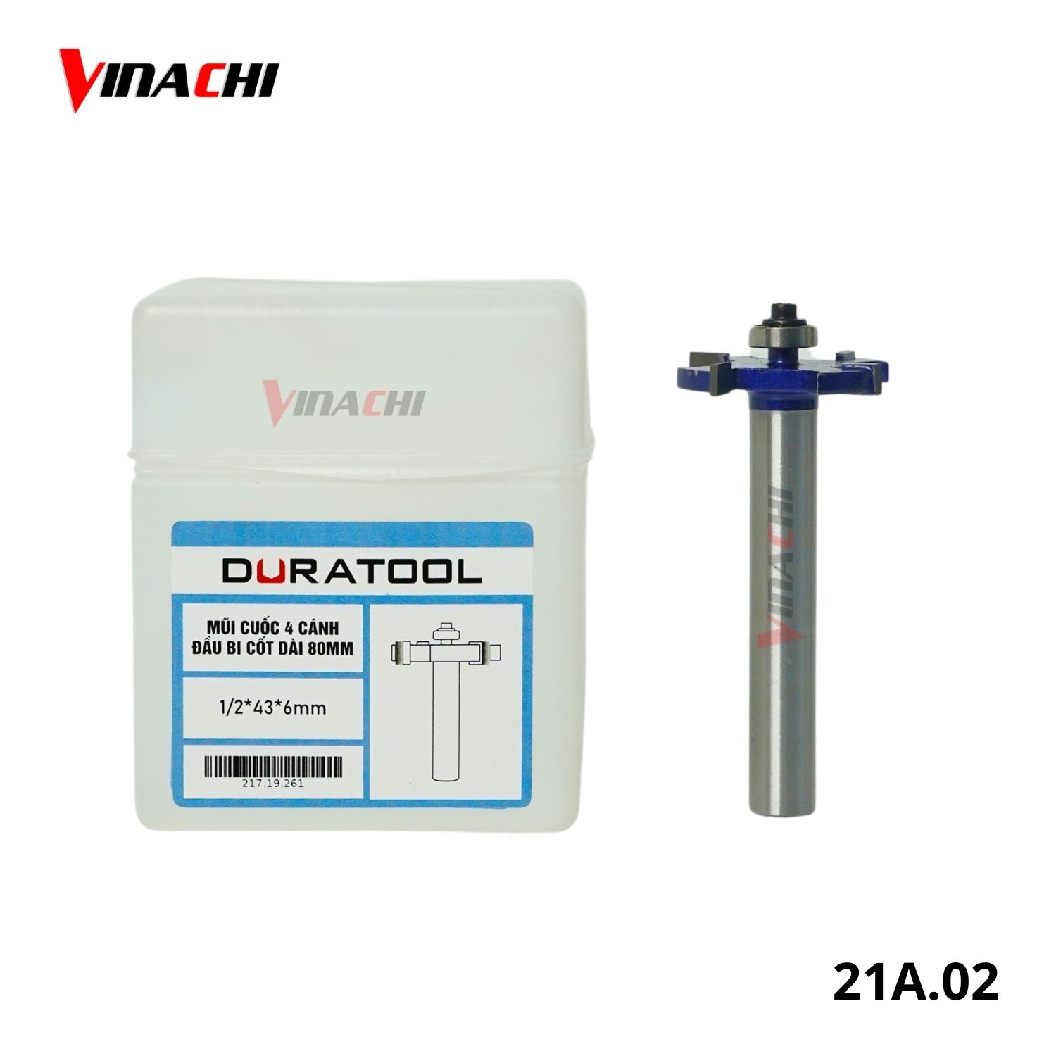 21719 - Mũi cuốc 4 cánh đầu bi cốt dài 80mm Duratool (4).jpg