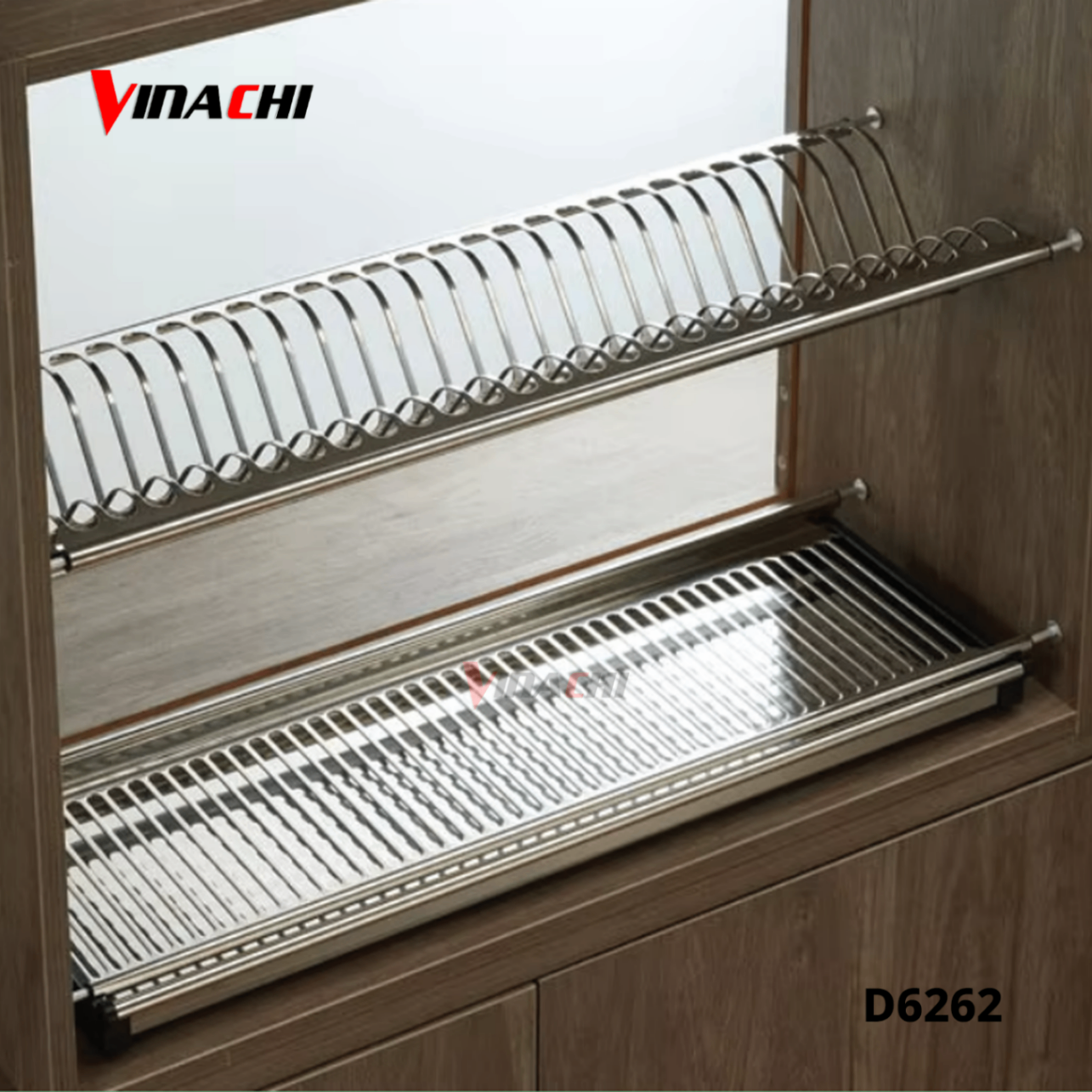 D6262 - Bộ giá bát đĩa cố định 2 tầng chữ V inox 304 Duraval D6262.png